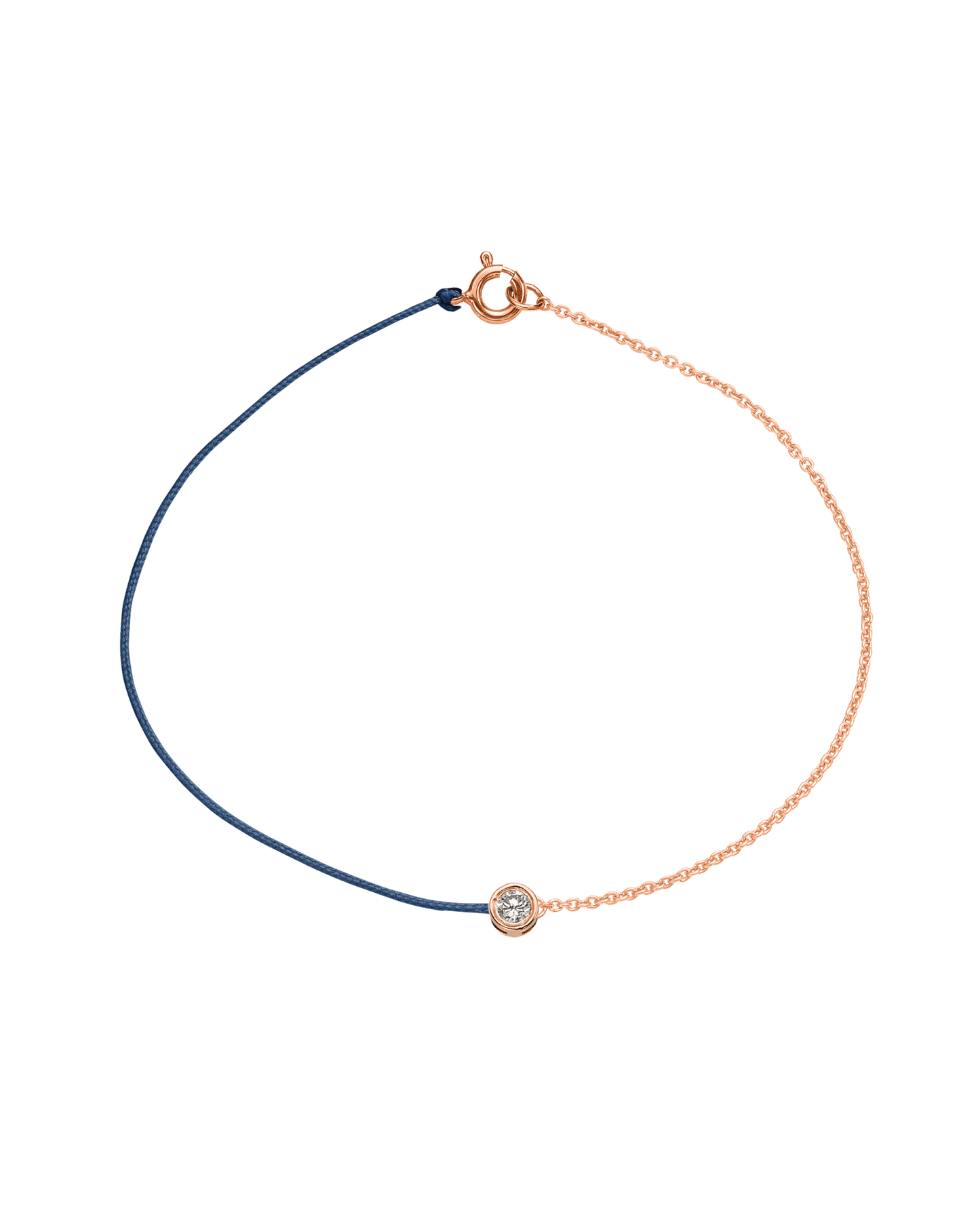 String of Love Chaînette - Or Rose 14 carats Bracelet 14K Solid Gold Bleu Indigo Large: 0.10 carats Small 15cm