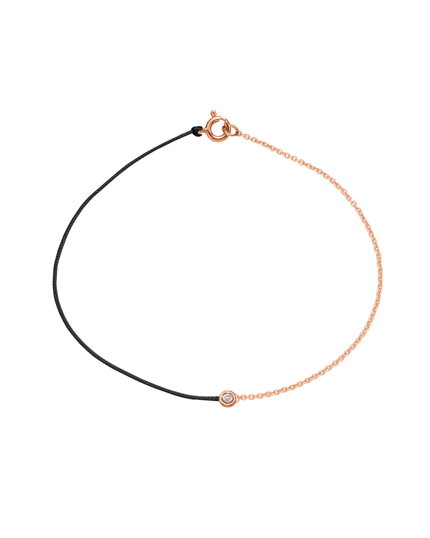 String of Love Chaînette - Or Rose 14 carats Bracelet 14K Solid Gold Noir Small: 0.03 carats Small 15cm