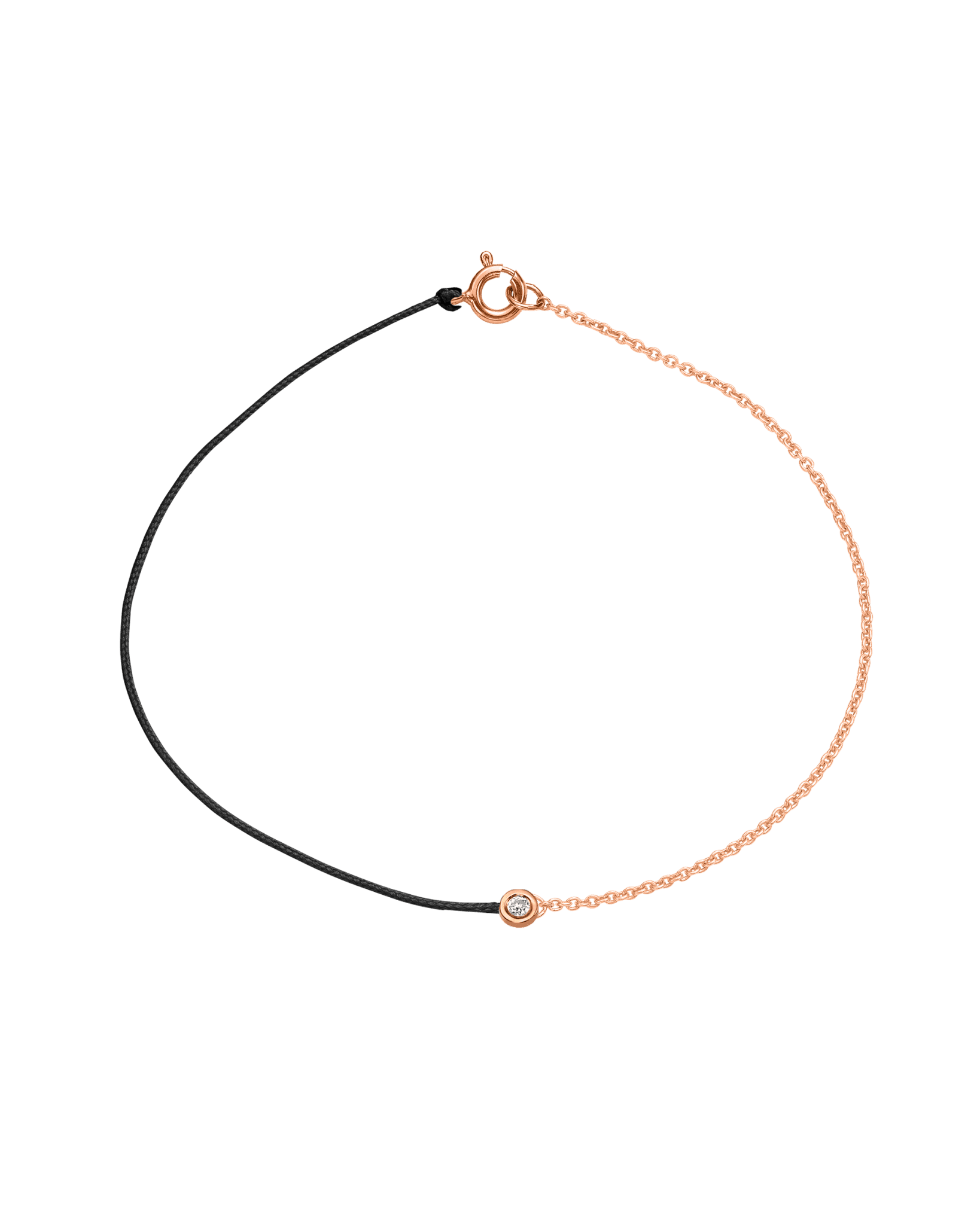String of Love Chaînette - Or Rose 14 carats Bracelet 14K Solid Gold Noir Small: 0.03 carats Small 15cm