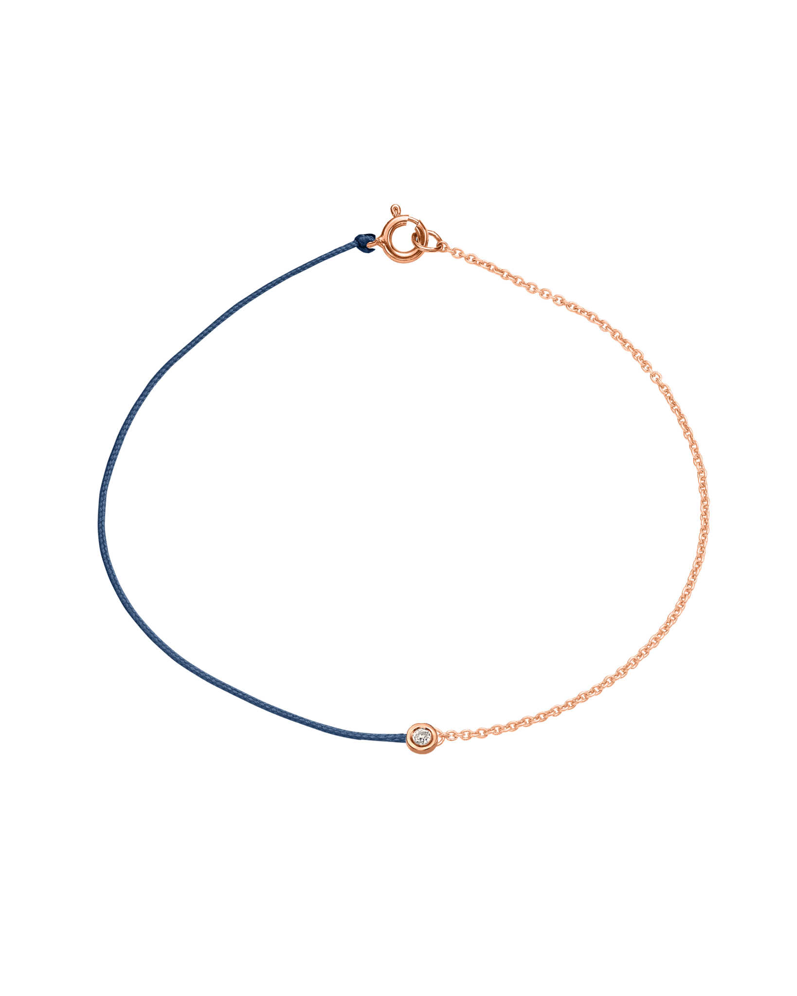 String of Love Chaînette - Or Rose 14 carats Bracelet 14K Solid Gold Bleu Indigo Small: 0.03 carats Small 15cm