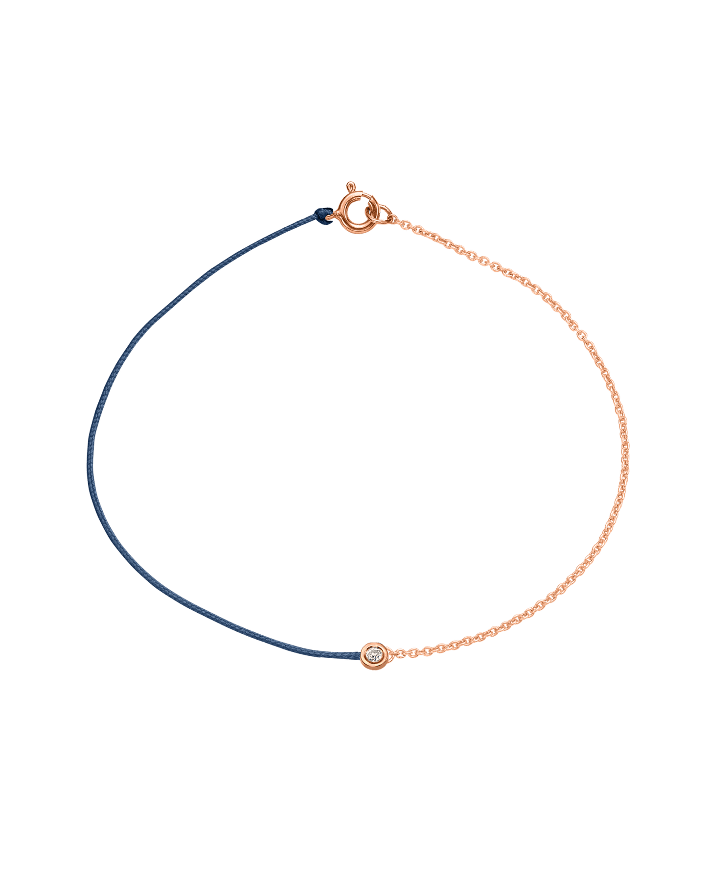 String of Love Chaînette - Or Rose 14 carats Bracelet 14K Solid Gold Bleu Indigo Small: 0.03 carats Small 15cm