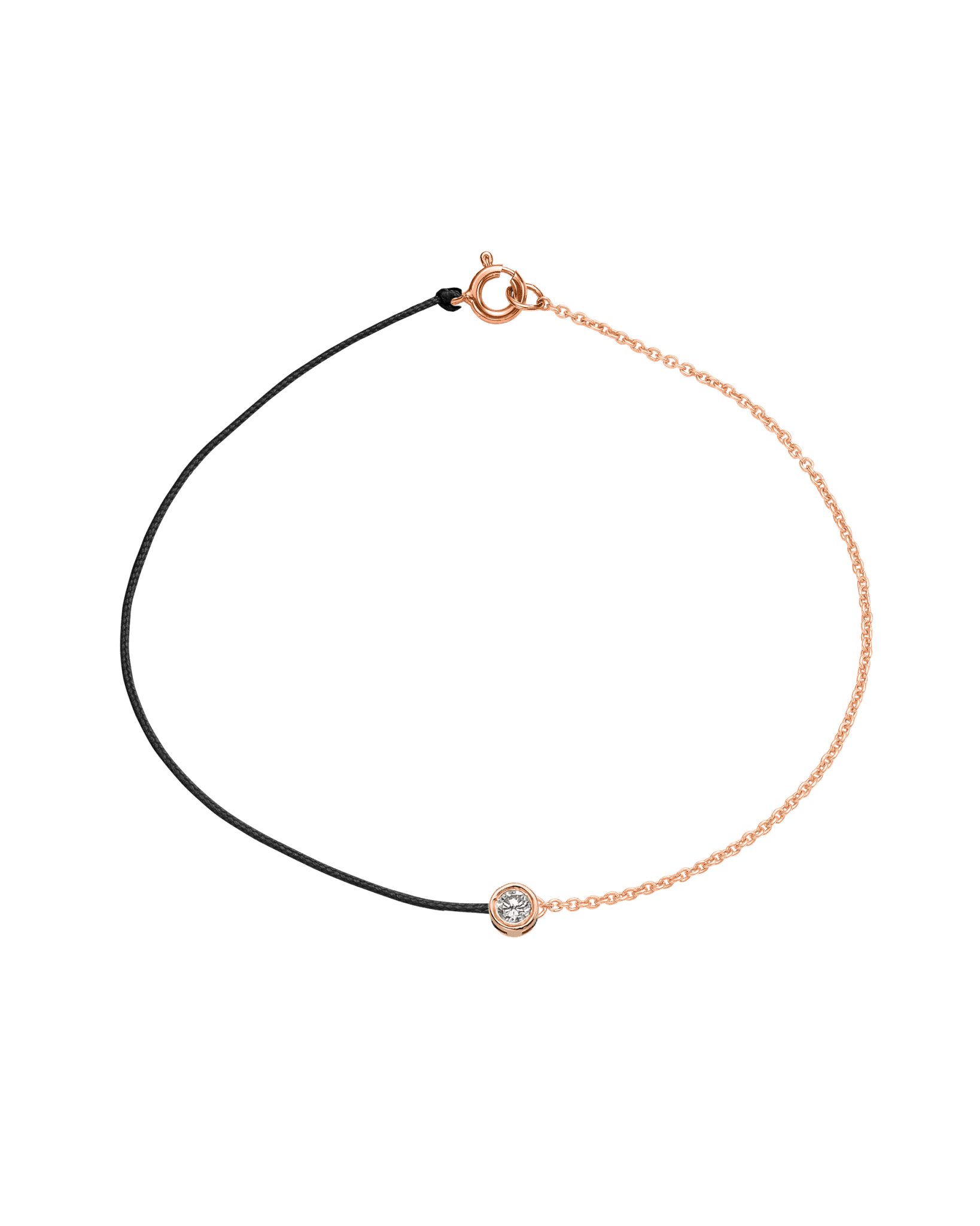 String of Love Chaînette - Or Rose 14 carats Bracelet 14K Solid Gold Noir Large: 0.10 carats Small 15cm