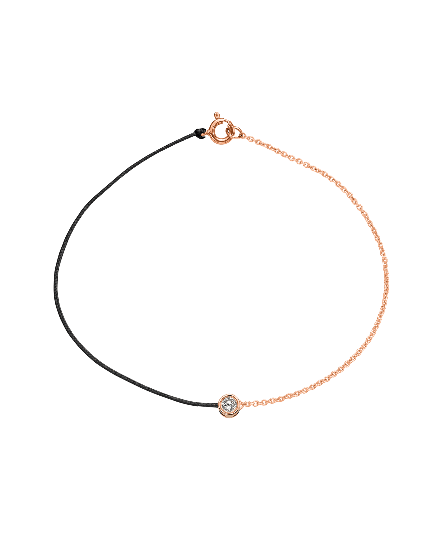 String of Love Chaînette - Or Rose 14 carats Bracelet 14K Solid Gold Noir Large: 0.10 carats Small 15cm