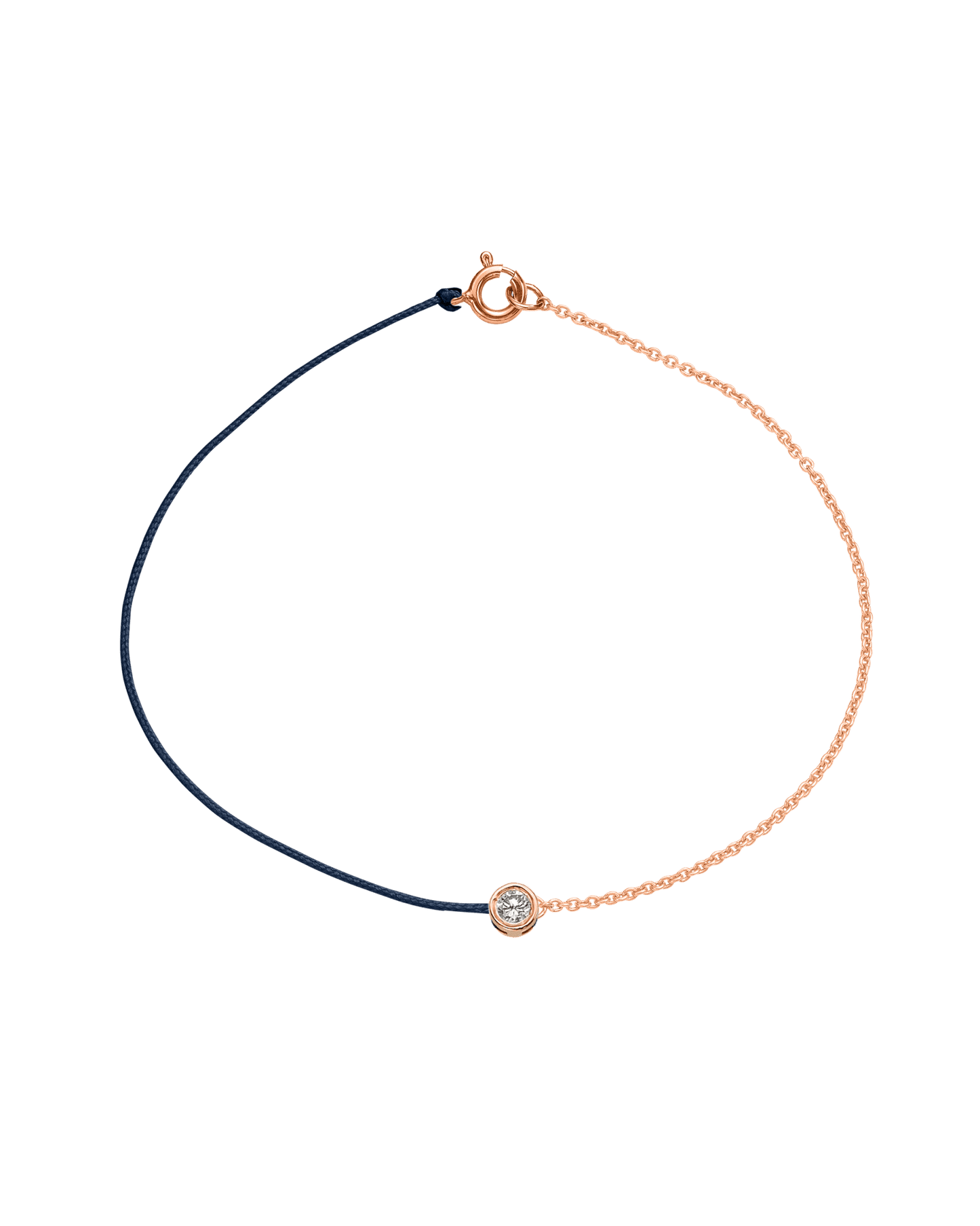 String of Love Chaînette - Or Rose 14 carats Bracelet 14K Solid Gold Bleu Marine Large: 0.10 carats Small 15cm