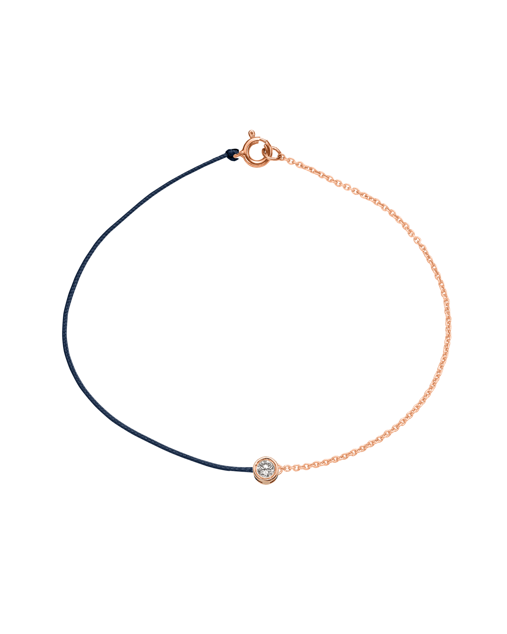String of Love Chaînette - Or Rose 14 carats Bracelet 14K Solid Gold Bleu Marine Large: 0.10 carats Small 15cm