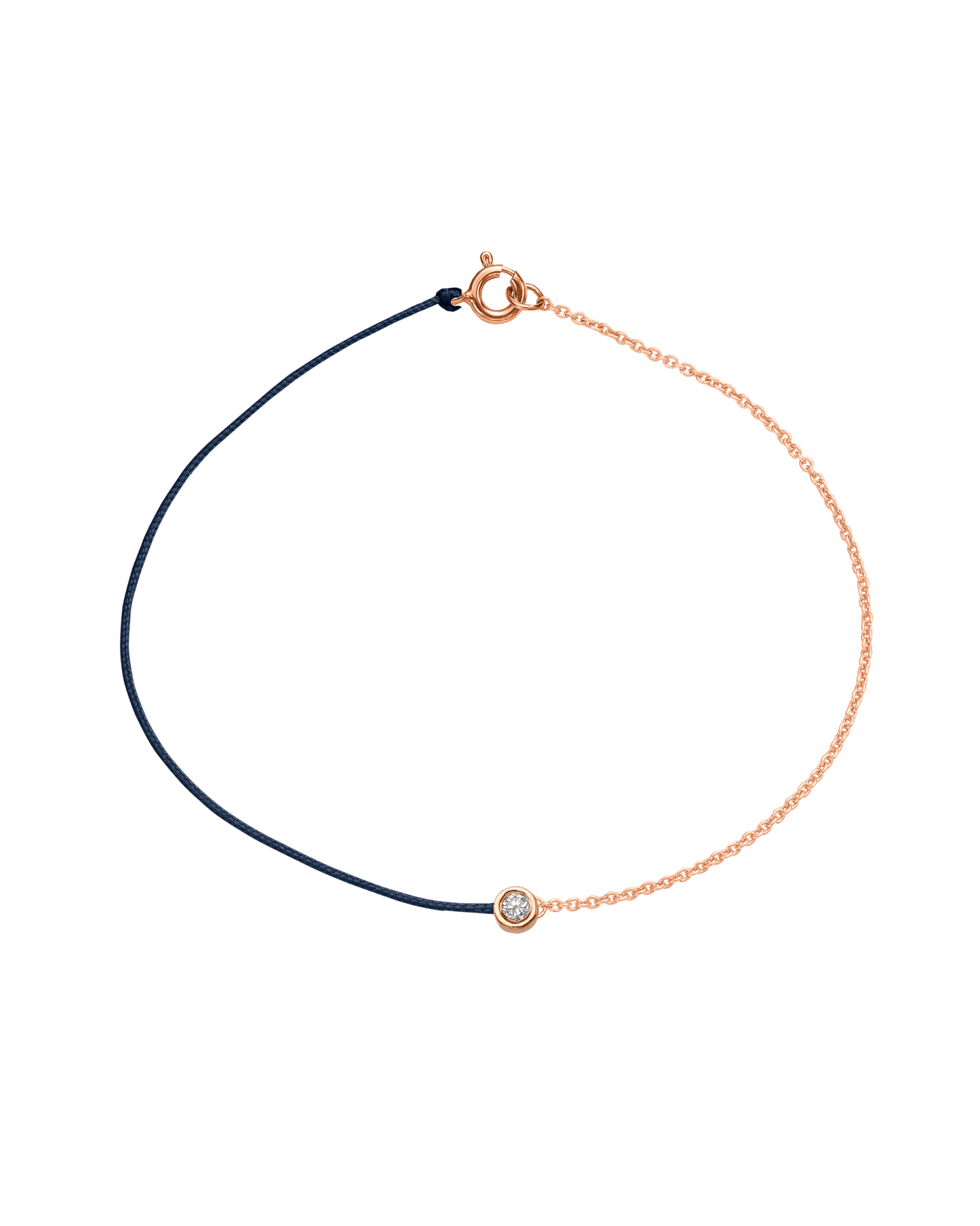 String of Love Chaînette - Or Rose 14 carats Bracelet 14K Solid Gold Bleu Marine Medium: 0.05 carats Small 15cm