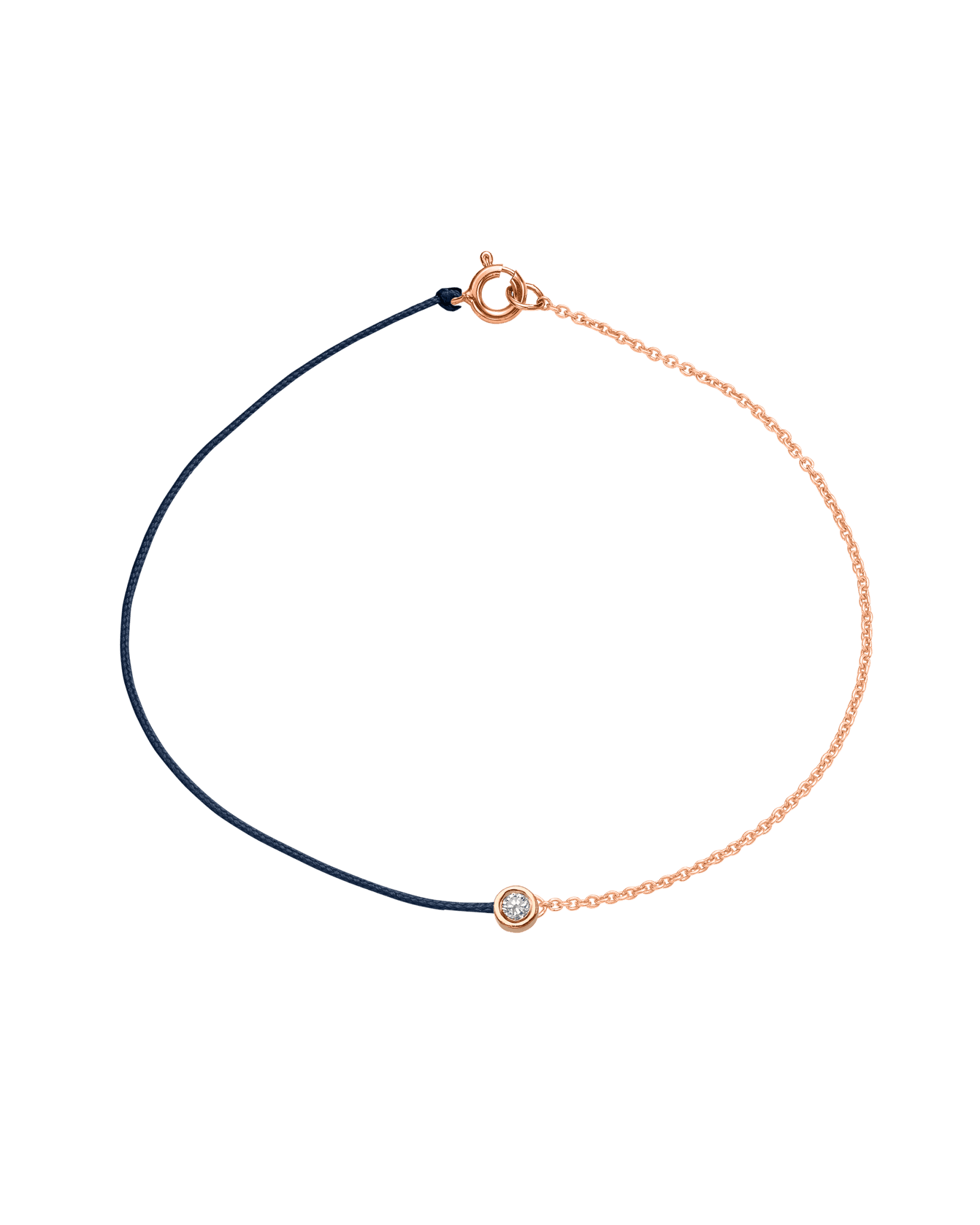 String of Love Chaînette - Or Rose 14 carats Bracelet 14K Solid Gold Bleu Marine Medium: 0.05 carats Small 15cm