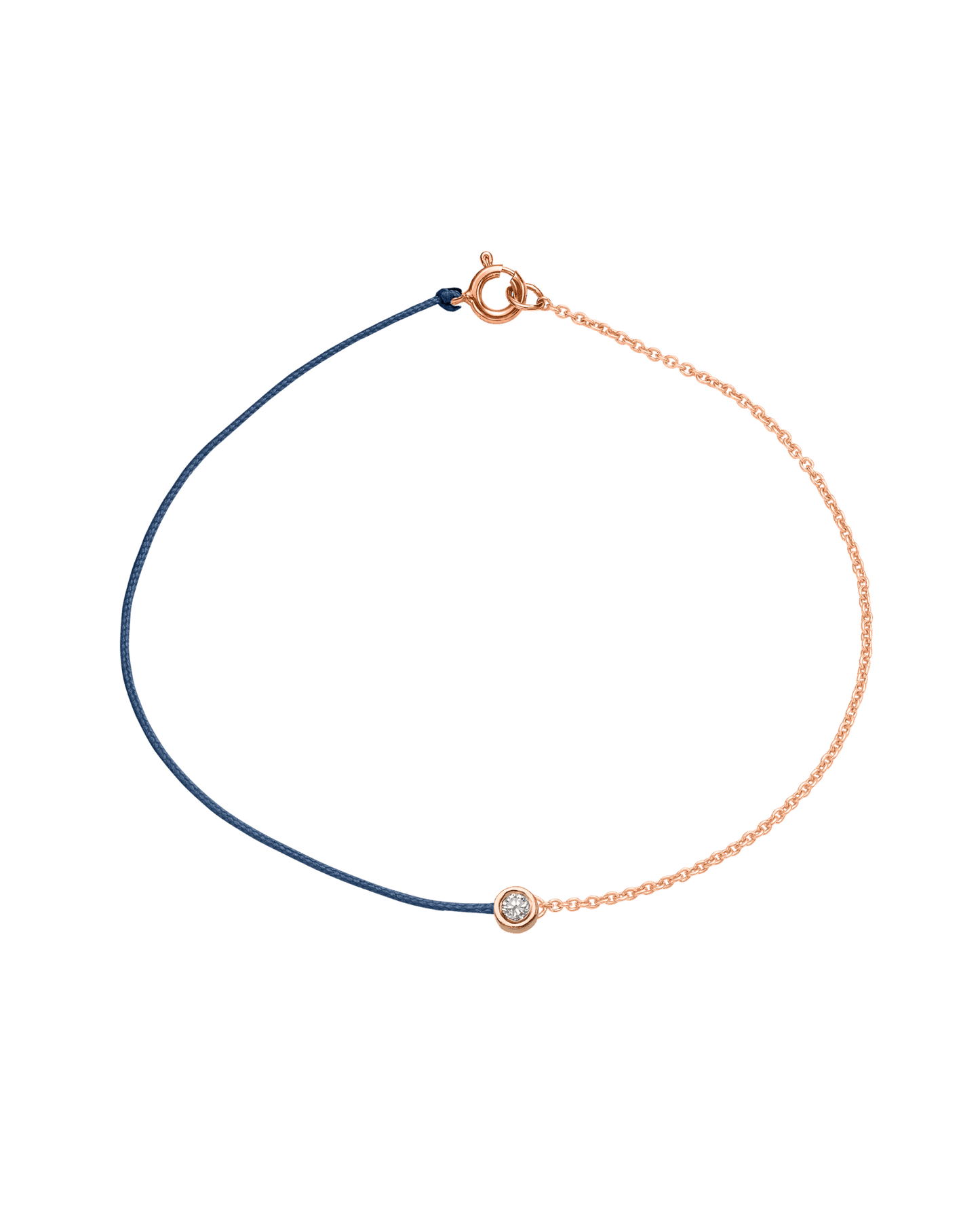 String of Love Chaînette - Or Rose 14 carats Bracelet 14K Solid Gold Bleu Indigo Medium: 0.05 carats Small 15cm