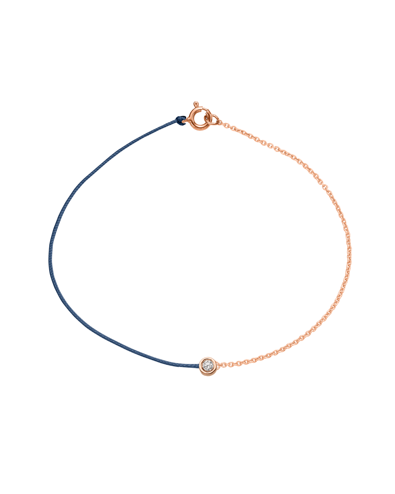 String of Love Chaînette - Or Rose 14 carats Bracelet 14K Solid Gold Bleu Indigo Medium: 0.05 carats Small 15cm