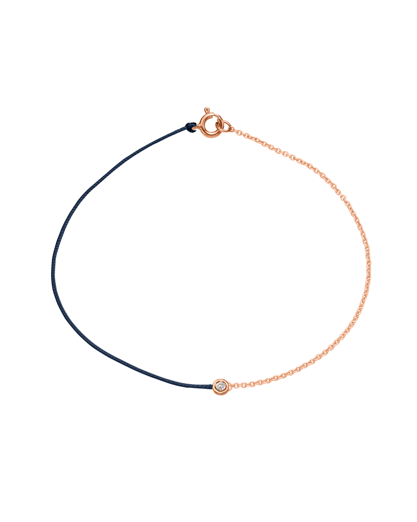 String of Love Chaînette - Or Rose 14 carats Bracelet 14K Solid Gold Bleu Marine Small: 0.03 carats Small 15cm