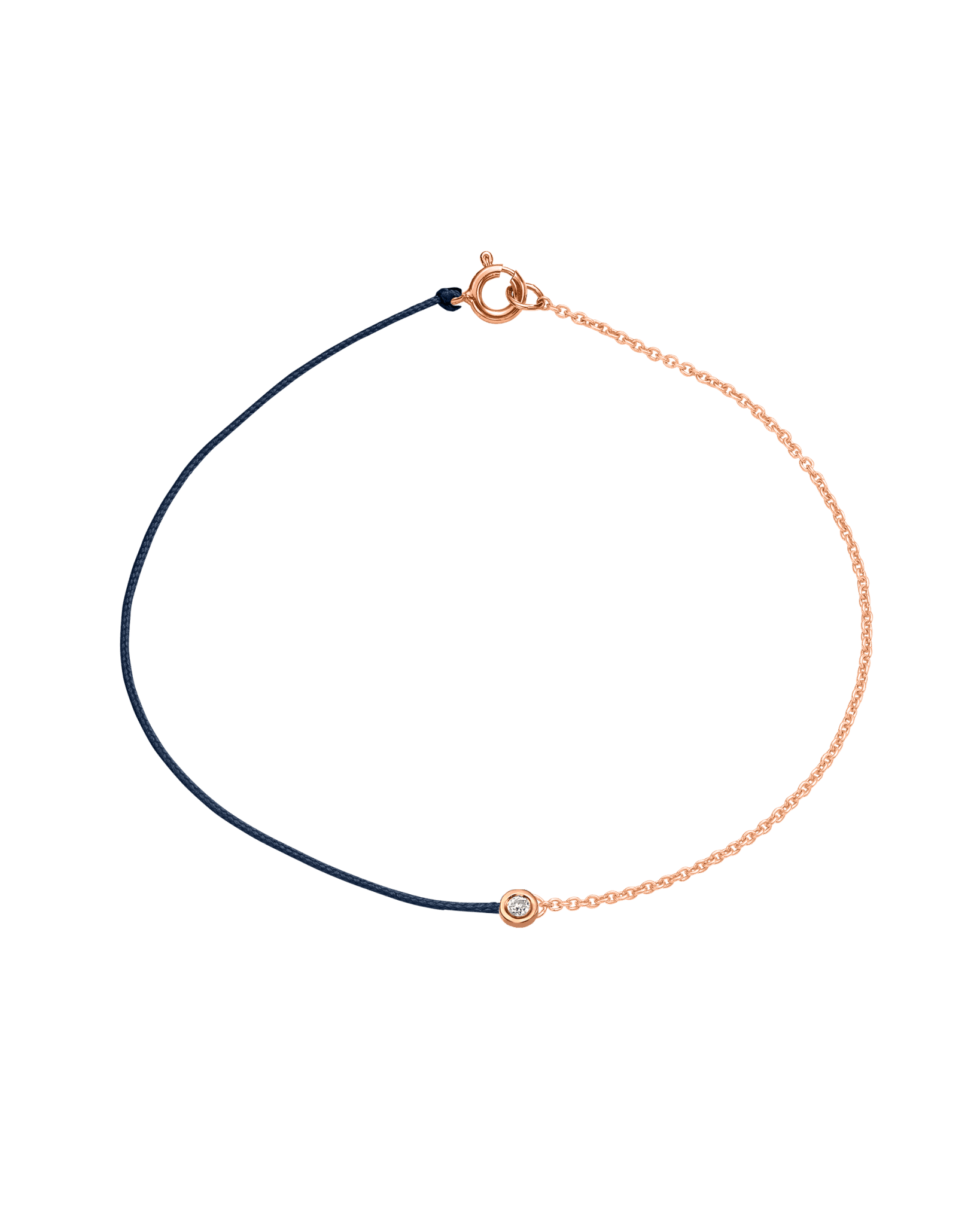 String of Love Chaînette - Or Rose 14 carats Bracelet 14K Solid Gold Bleu Marine Small: 0.03 carats Small 15cm