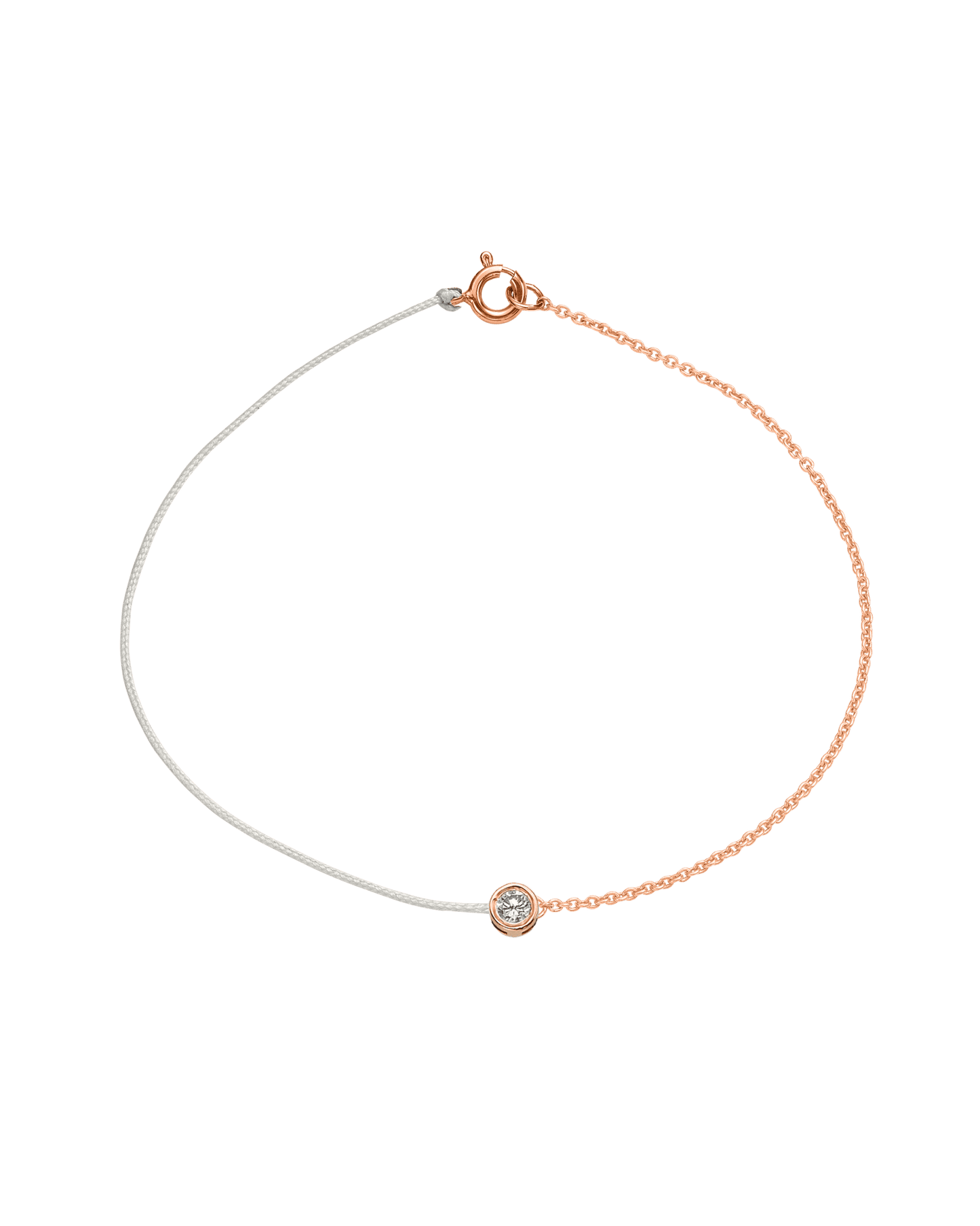 String of Love Chaînette - Or Rose 14 carats Bracelet 14K Solid Gold Perle Large: 0.10 carats Small 15cm