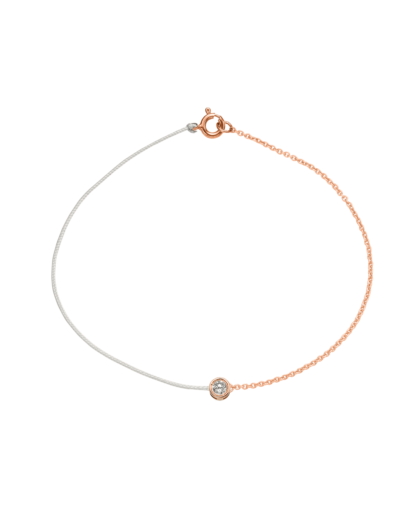 String of Love Chaînette - Or Rose 14 carats Bracelet 14K Solid Gold Perle Large: 0.10 carats Small 15cm