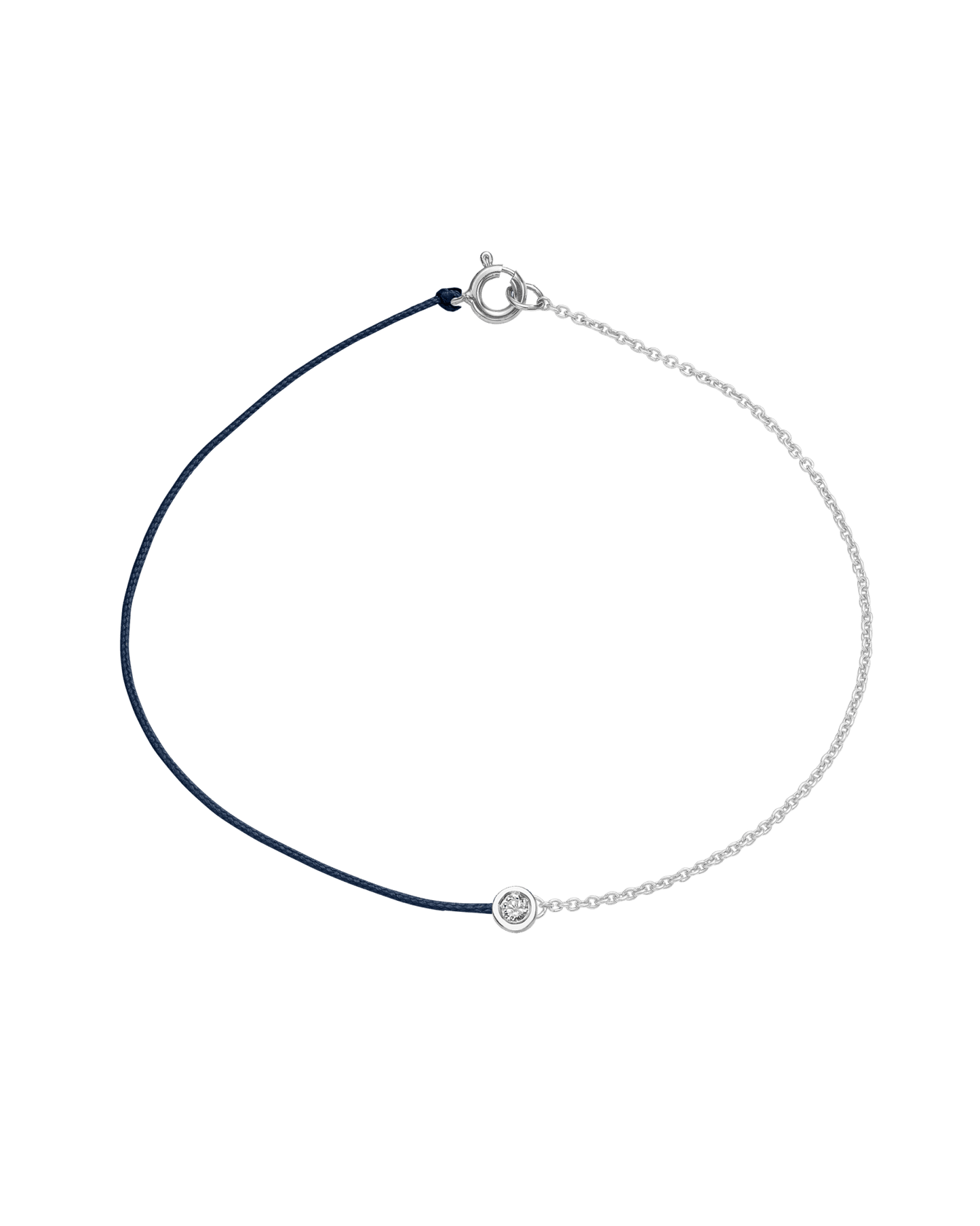 String of Love Chaînette - Or Blanc 14 carats Bracelet 14K Solid Gold Bleu Marine Medium: 0.05 carats Small 15cm