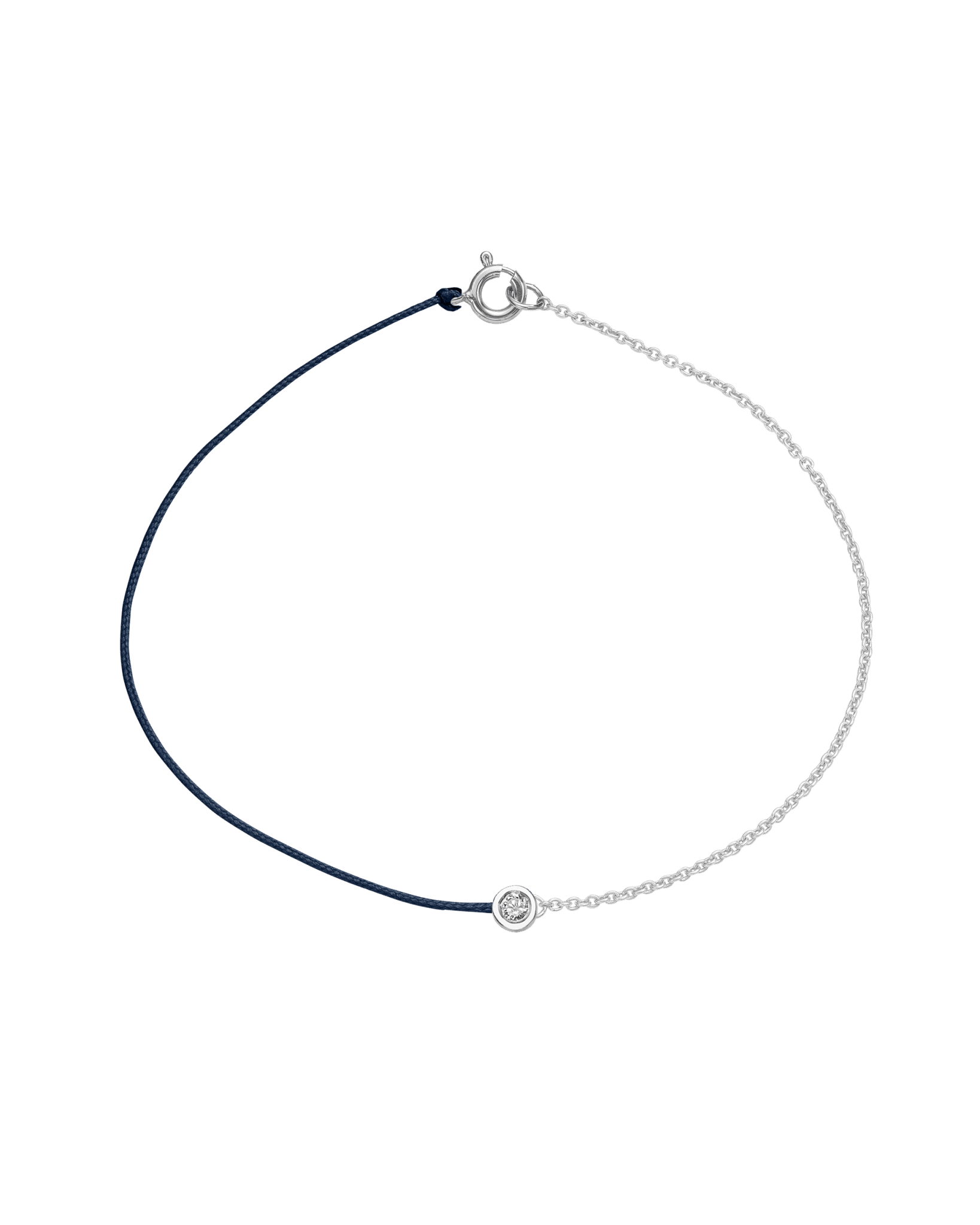 String of Love Chaînette - Or Blanc 14 carats Bracelet 14K Solid Gold Bleu Marine Medium: 0.05 carats Small 15cm