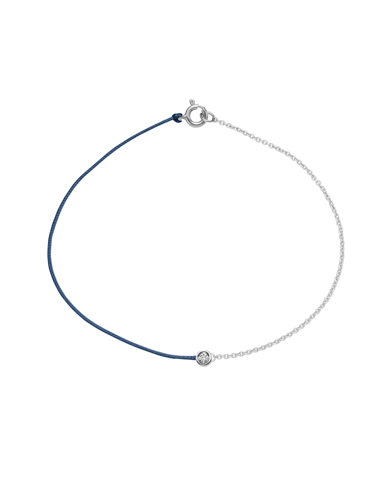 String of Love Chaînette - Or Blanc 14 carats Bracelet 14K Solid Gold Bleu Indigo Small: 0.03 carats Small 15cm