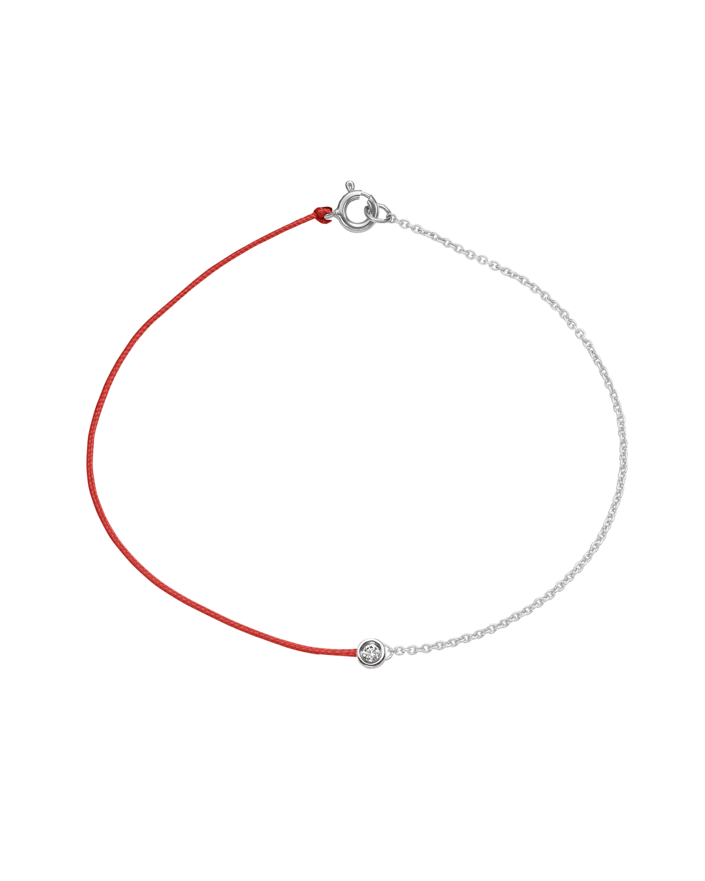 String of Love Chaînette - Or Blanc 14 carats Bracelet 14K Solid Gold Rouge Small: 0.03 carats Small 15cm