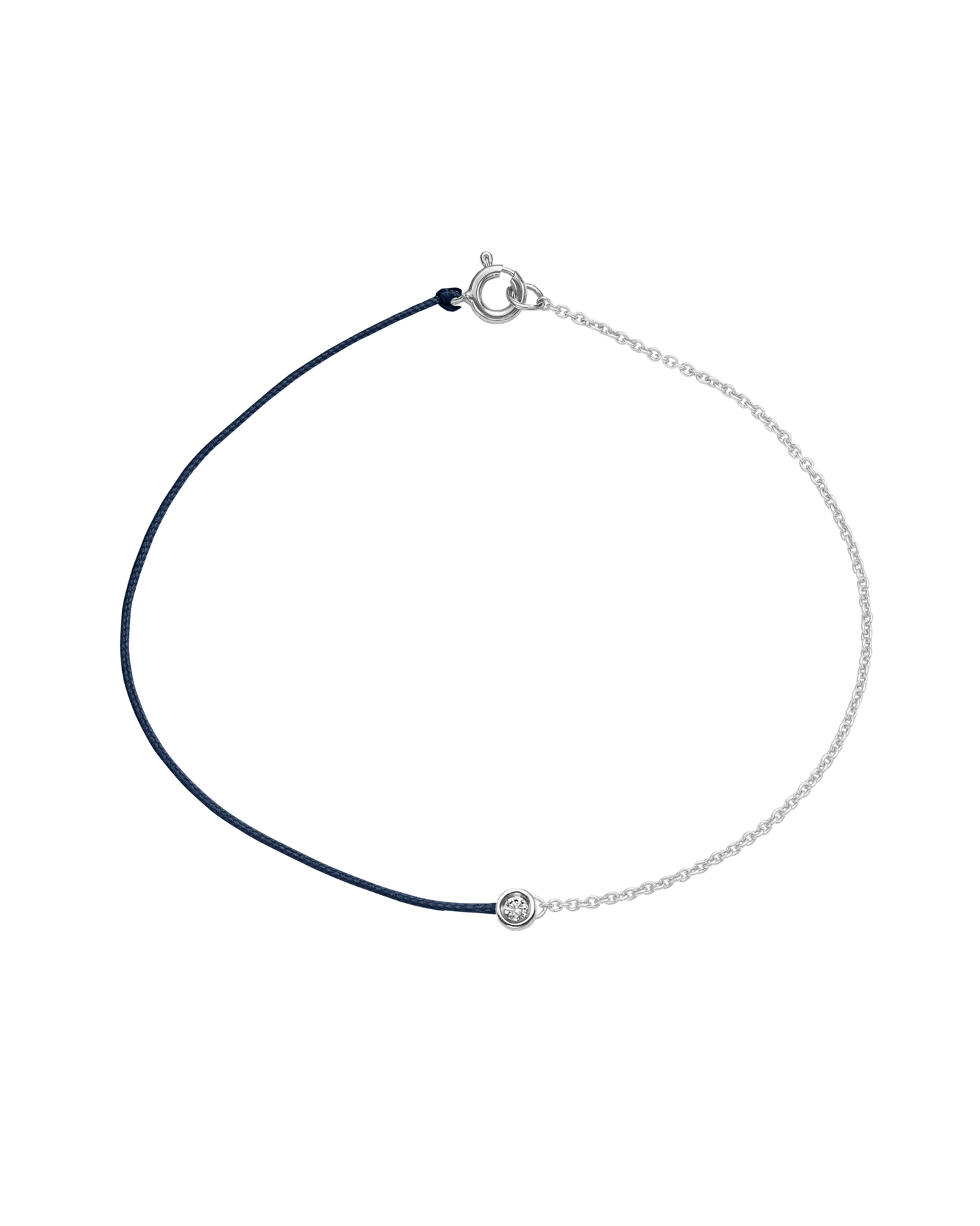 String of Love Chaînette - Or Blanc 14 carats Bracelet 14K Solid Gold Noir Large: 0.10 carats Large 17.5cm