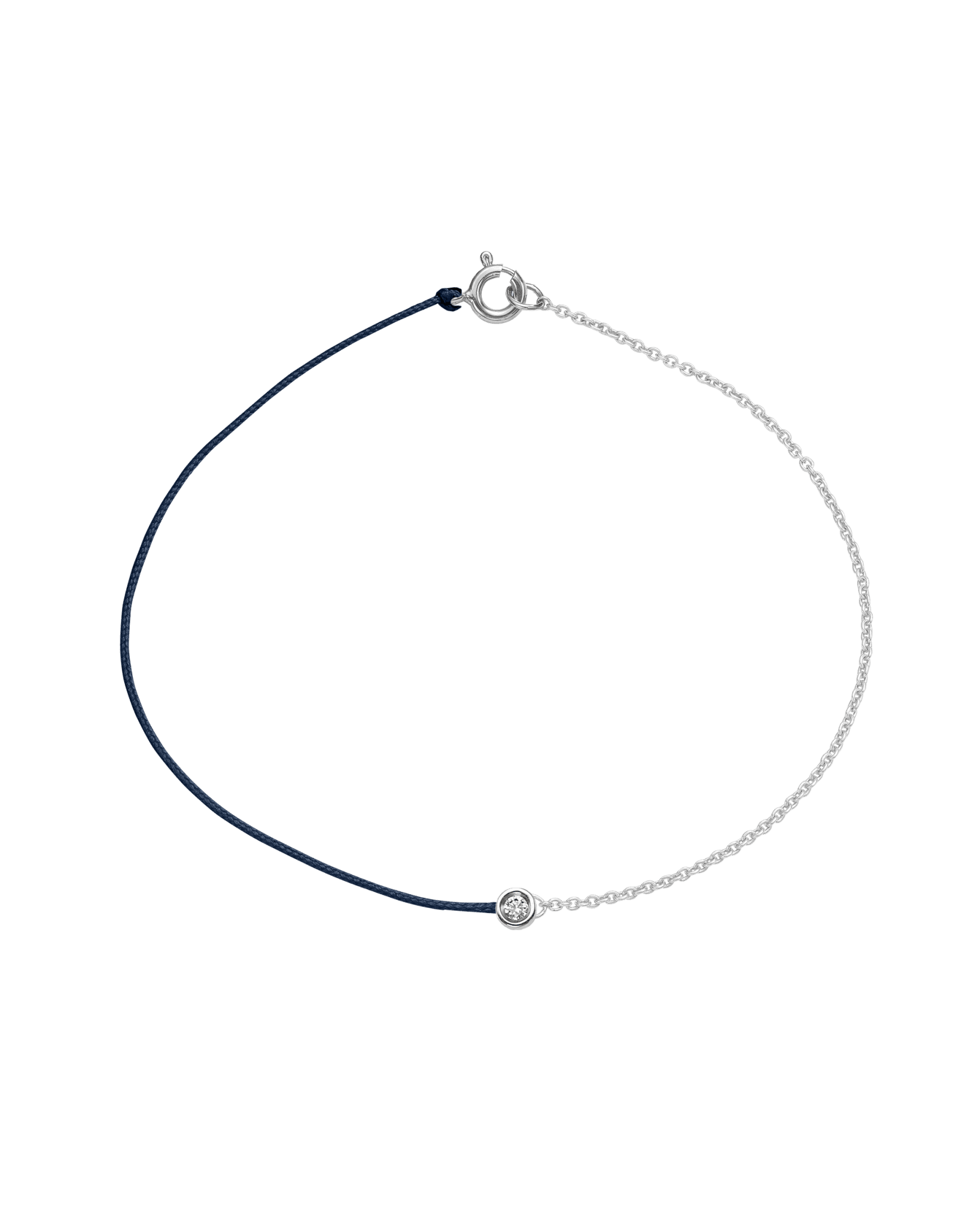 String of Love Chaînette - Or Blanc 14 carats Bracelet 14K Solid Gold Noir Large: 0.10 carats Large 17.5cm