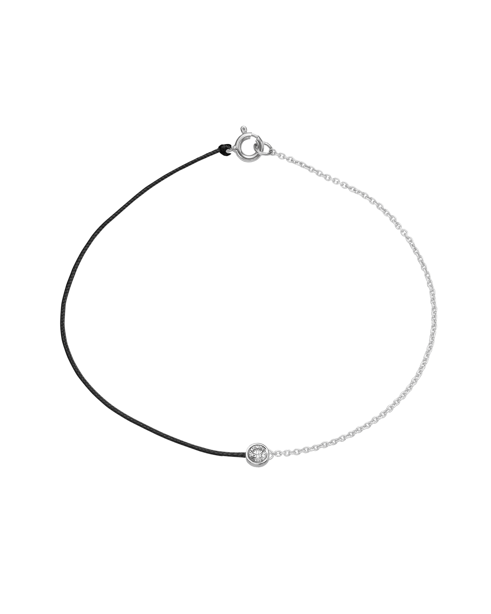 String of Love Chaînette - Or Blanc 14 carats Bracelet 14K Solid Gold Noir Large: 0.10 carats Small 15cm