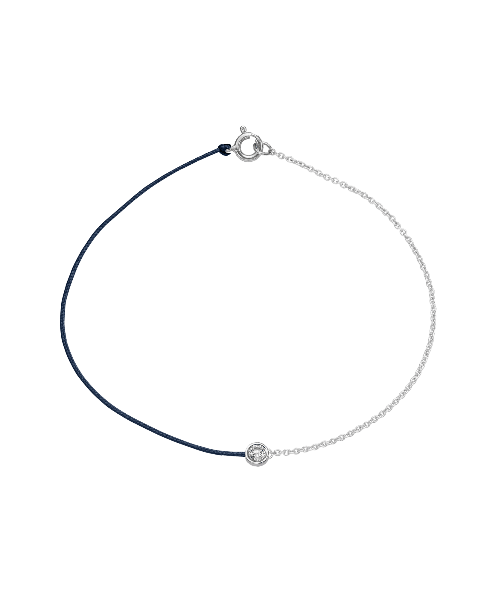 String of Love Chaînette - Or Blanc 14 carats Bracelet 14K Solid Gold Bleu Marine Large: 0.10 carats Small 15cm