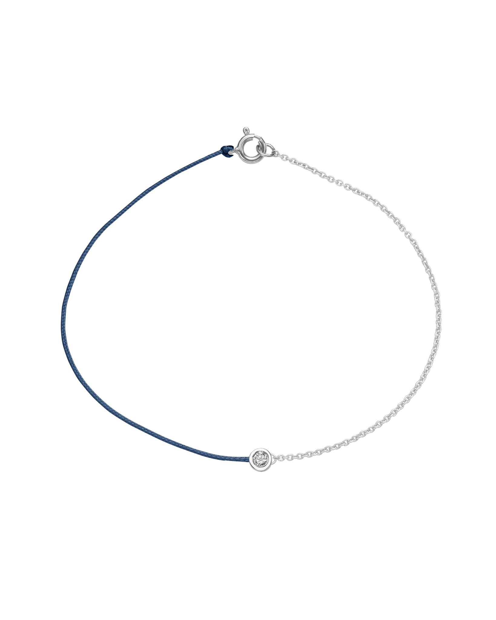 String of Love Chaînette - Or Blanc 14 carats Bracelet 14K Solid Gold Bleu Indigo Medium: 0.05 carats Small 15cm