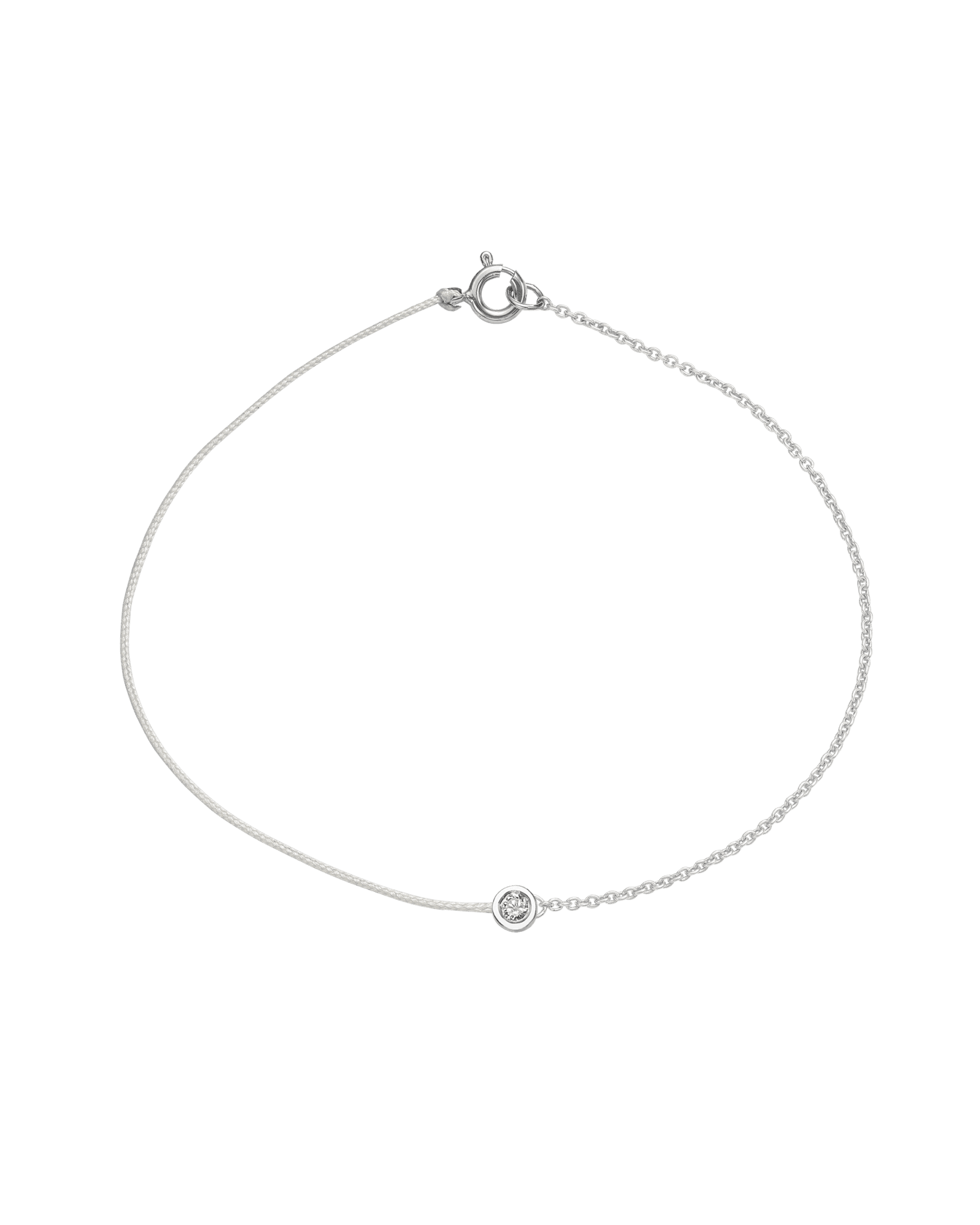 String of Love Chaînette - Or Blanc 14 carats Bracelet 14K Solid Gold Perle Medium: 0.05 carats Small 15cm