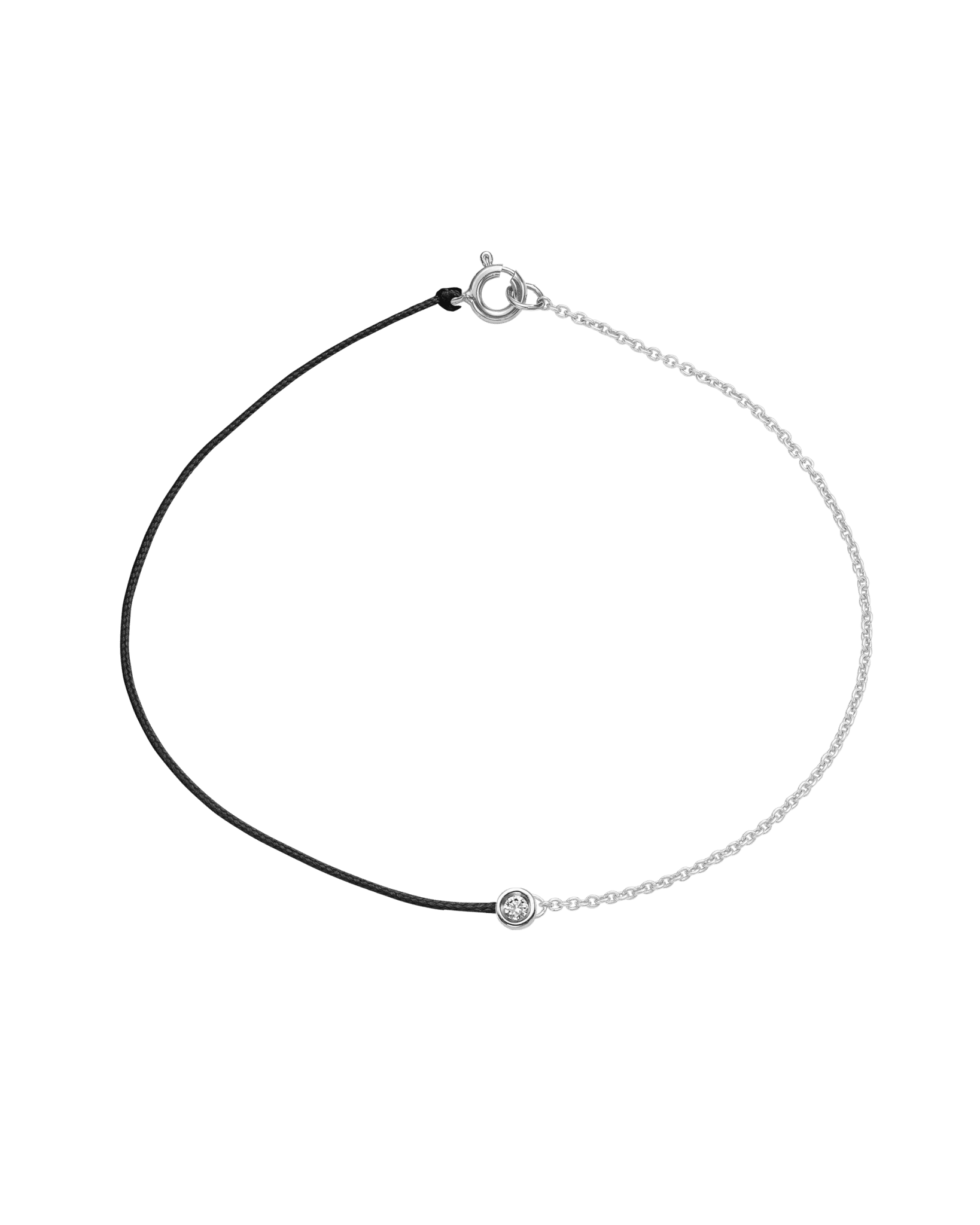 String of Love Chaînette - Or Blanc 14 carats Bracelet 14K Solid Gold Noir Small: 0.03 carats Small 15cm