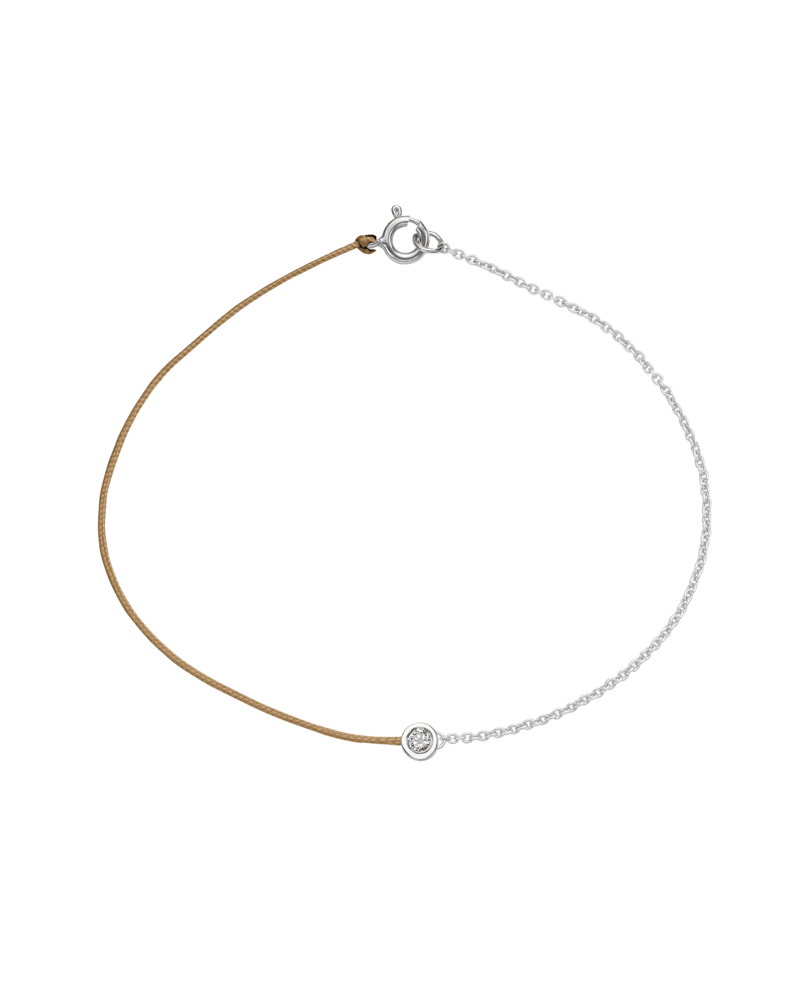 String of Love Chaînette - Or Blanc 14 carats Bracelet 14K Solid Gold Camel Medium: 0.05 carats Small 15cm