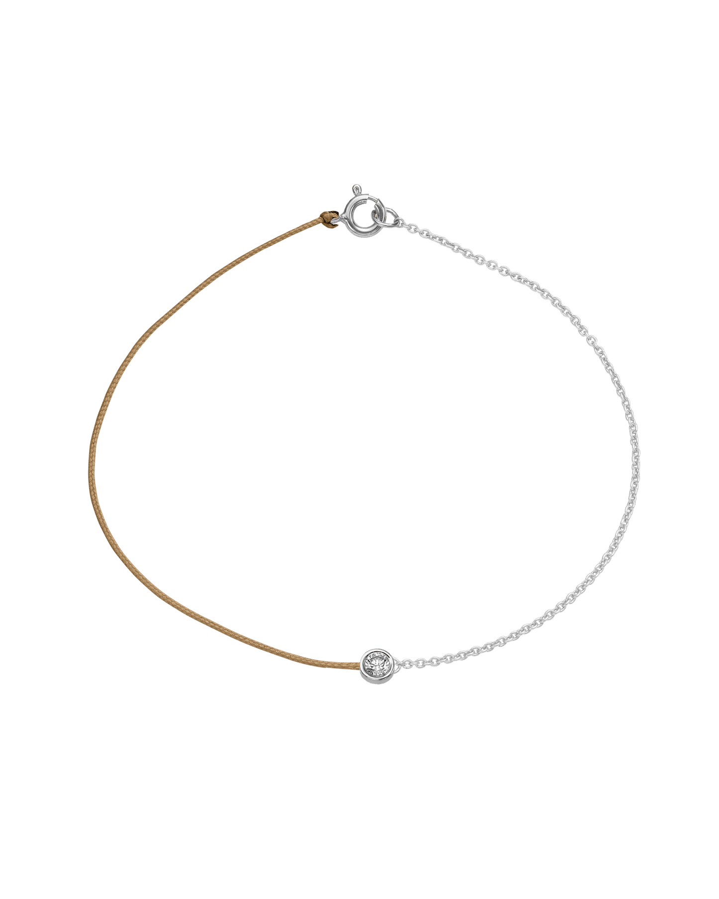 String of Love Chaînette - Or Blanc 14 carats Bracelet 14K Solid Gold Camel Large: 0.10 carats Small 15cm