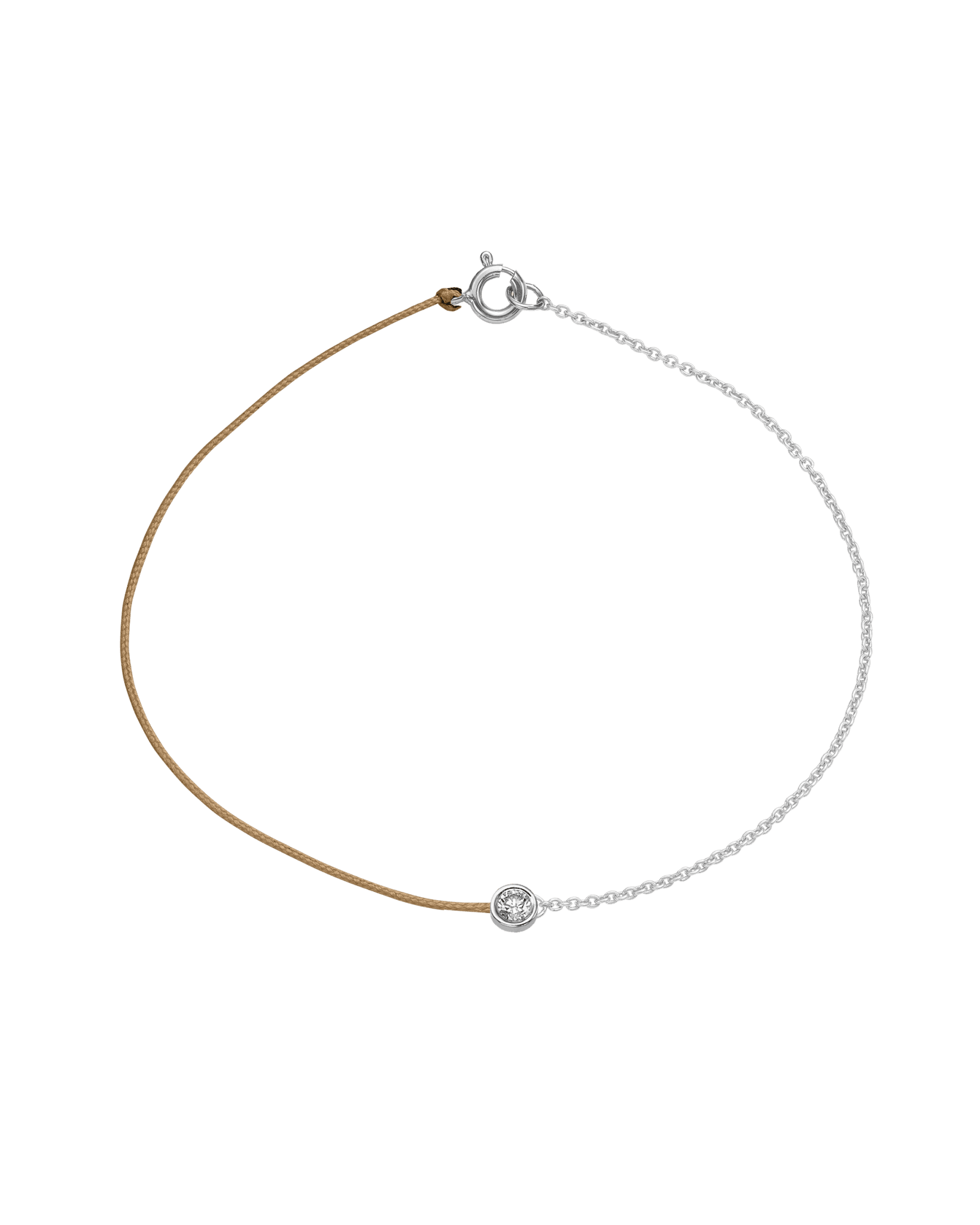 String of Love Chaînette - Or Blanc 14 carats Bracelet 14K Solid Gold Camel Large: 0.10 carats Small 15cm