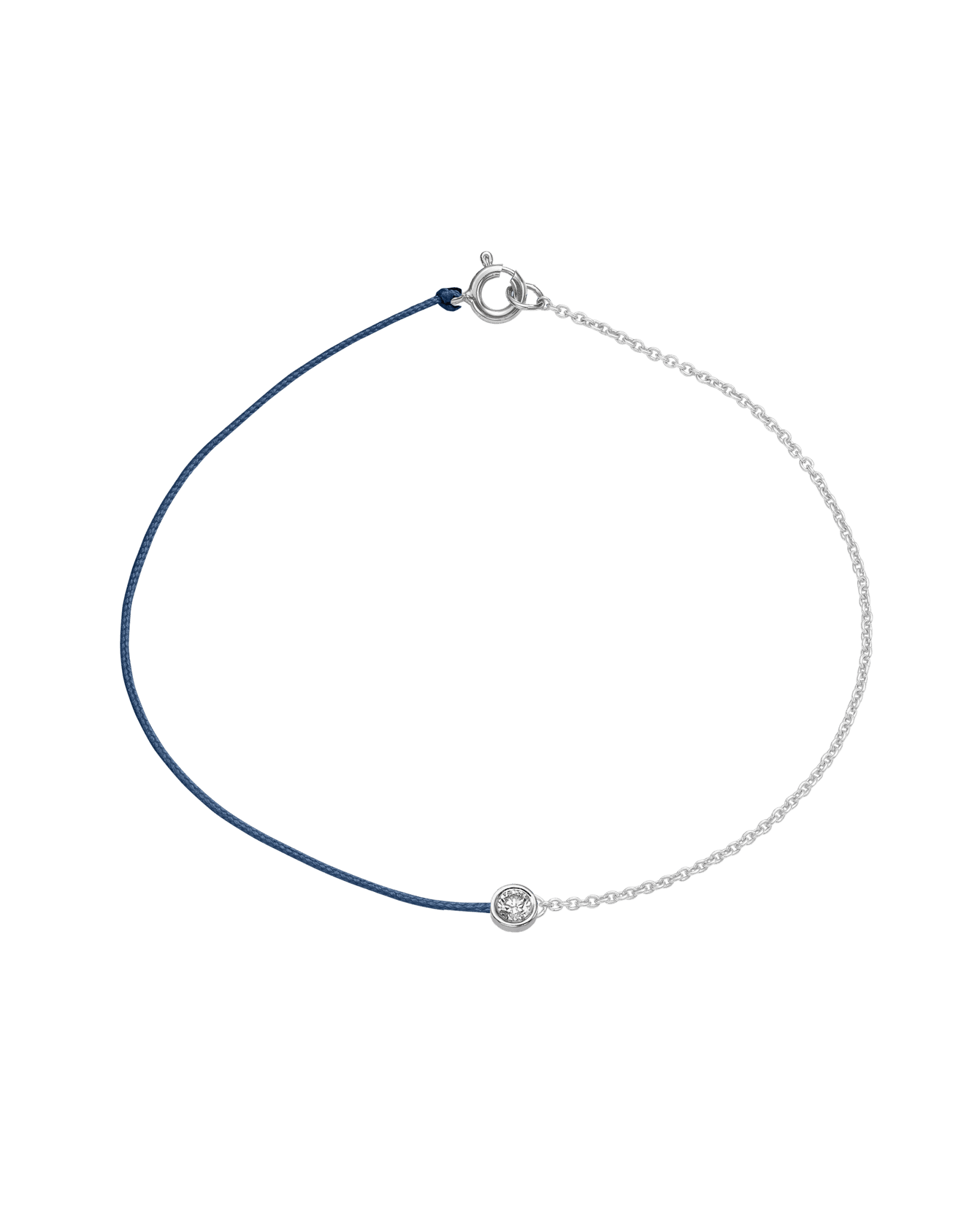 String of Love Chaînette - Or Blanc 14 carats Bracelet 14K Solid Gold Bleu Indigo Large: 0.10 carats Small 15cm