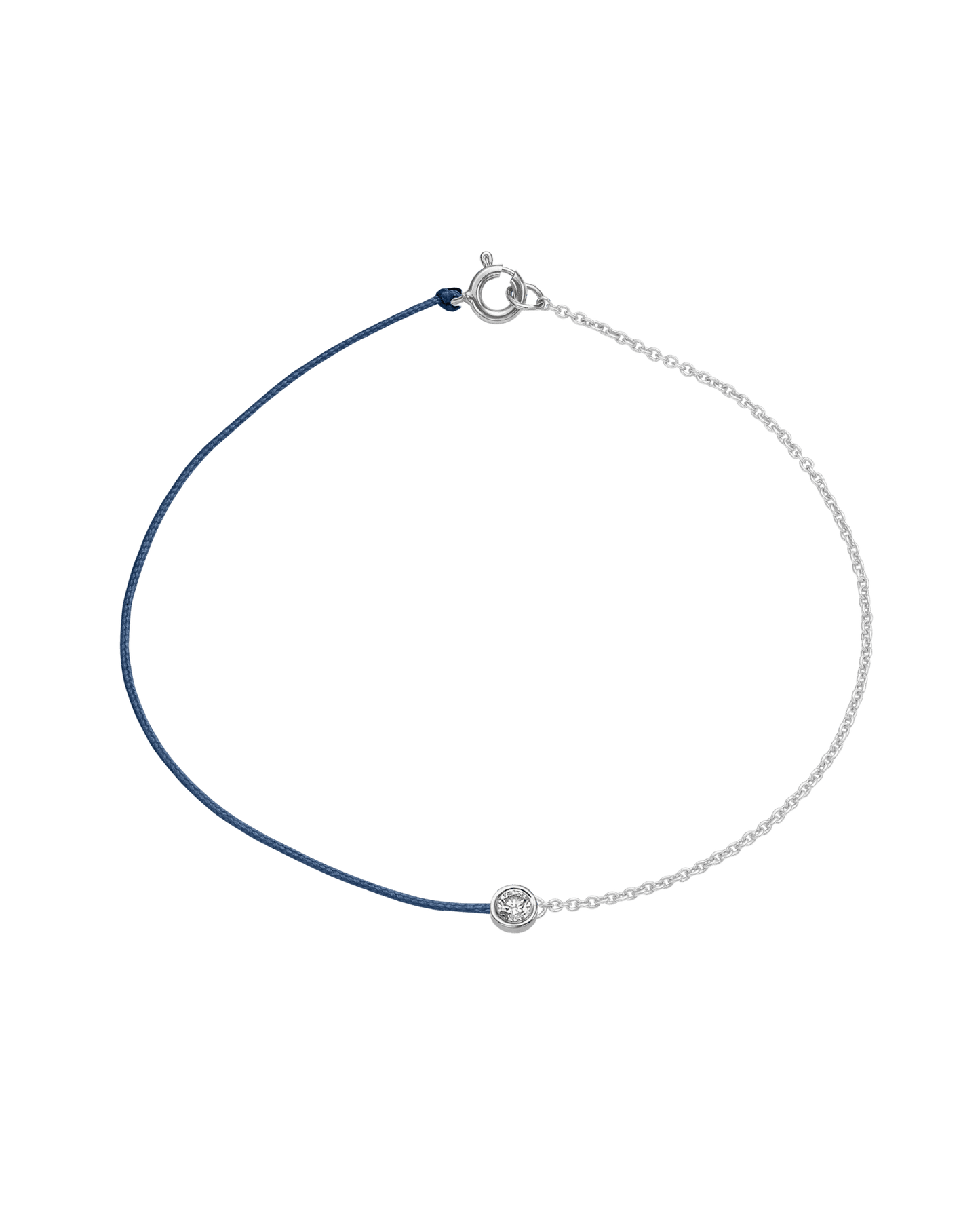 String of Love Chaînette - Or Blanc 14 carats Bracelet 14K Solid Gold Bleu Indigo Large: 0.10 carats Small 15cm