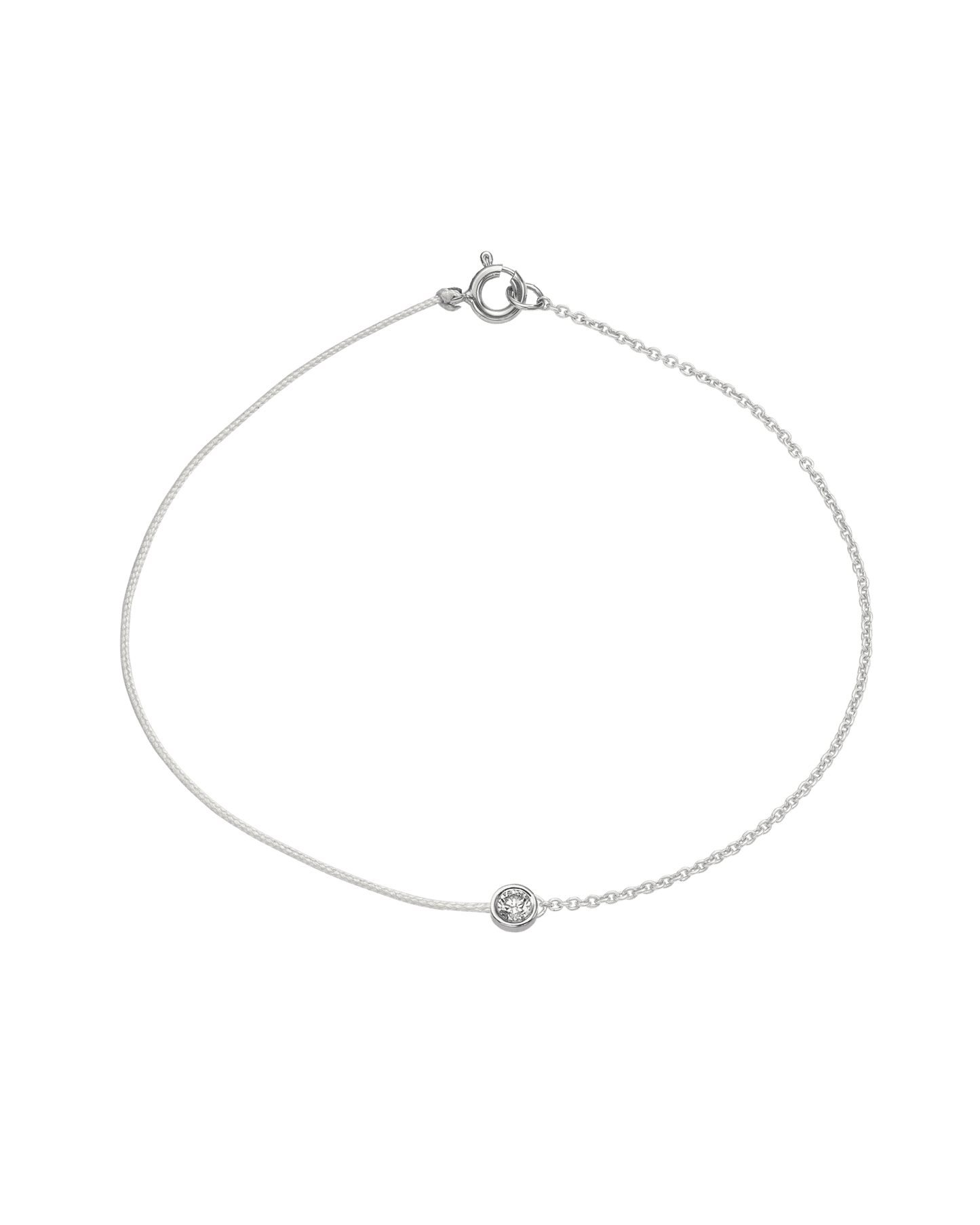 String of Love Chaînette - Or Blanc 14 carats Bracelet 14K Solid Gold Perle Large: 0.10 carats Small 15cm