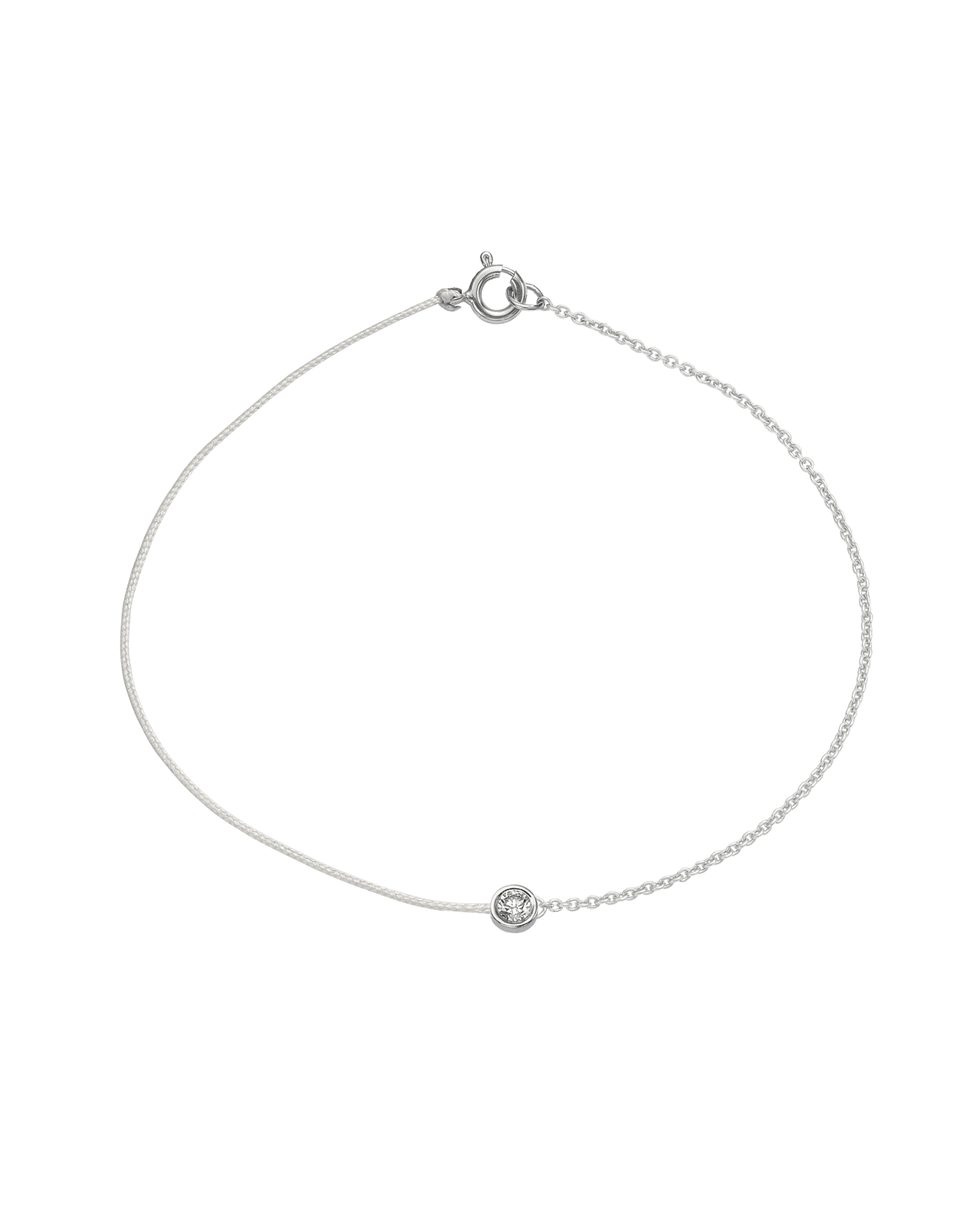 String of Love Chaînette - Or Blanc 14 carats Bracelet 14K Solid Gold Perle Large: 0.10 carats Small 15cm