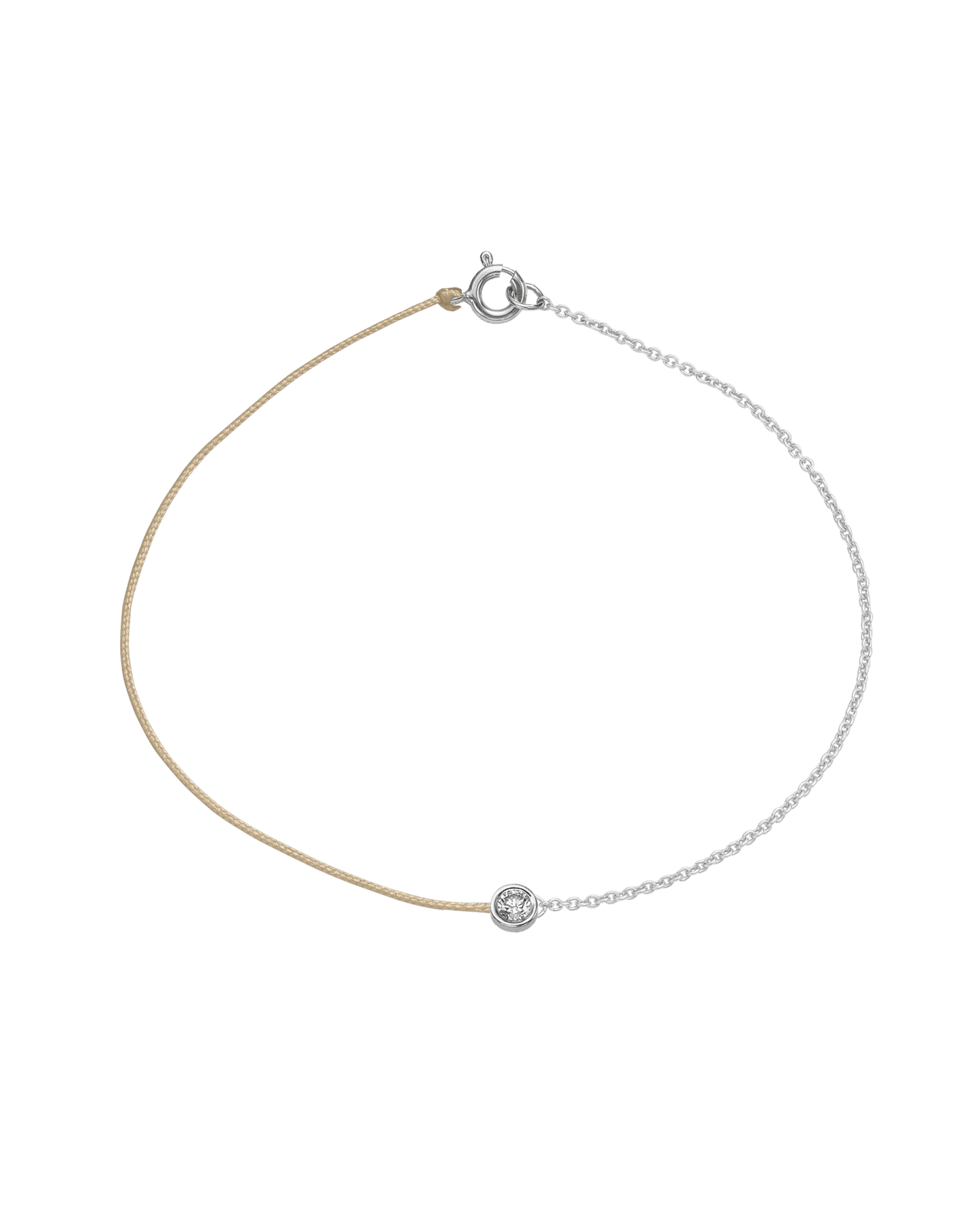 String of Love Chaînette - Or Blanc 14 carats Bracelet 14K Solid Gold Beige Large: 0.10 carats Small 15cm