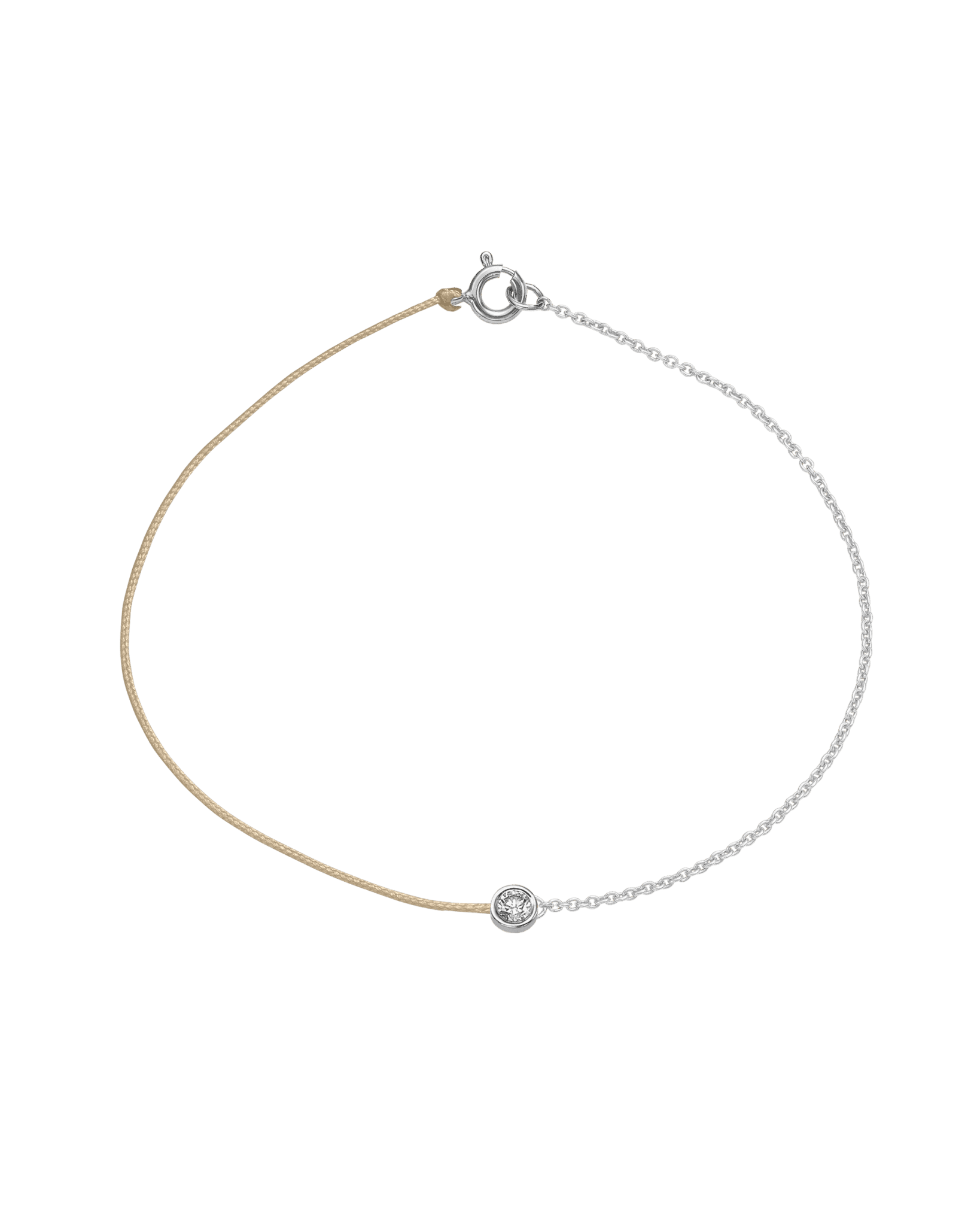 String of Love Chaînette - Or Blanc 14 carats Bracelet 14K Solid Gold Beige Large: 0.10 carats Small 15cm