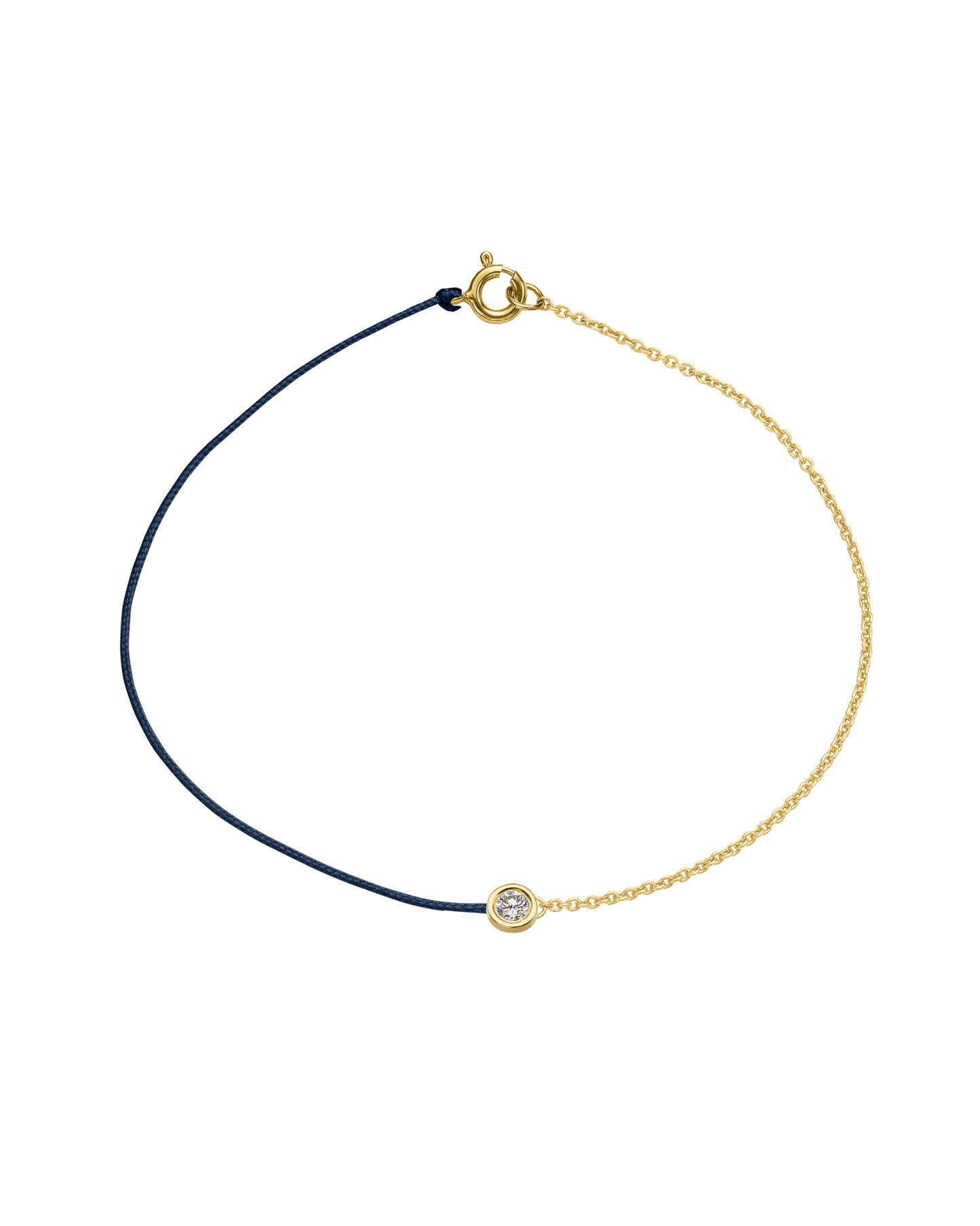 String of Love Chaînette - Or Jaune 14 carats Bracelet 14K Solid Gold Bleu Marine Large: 0.10 carats Small 15cm