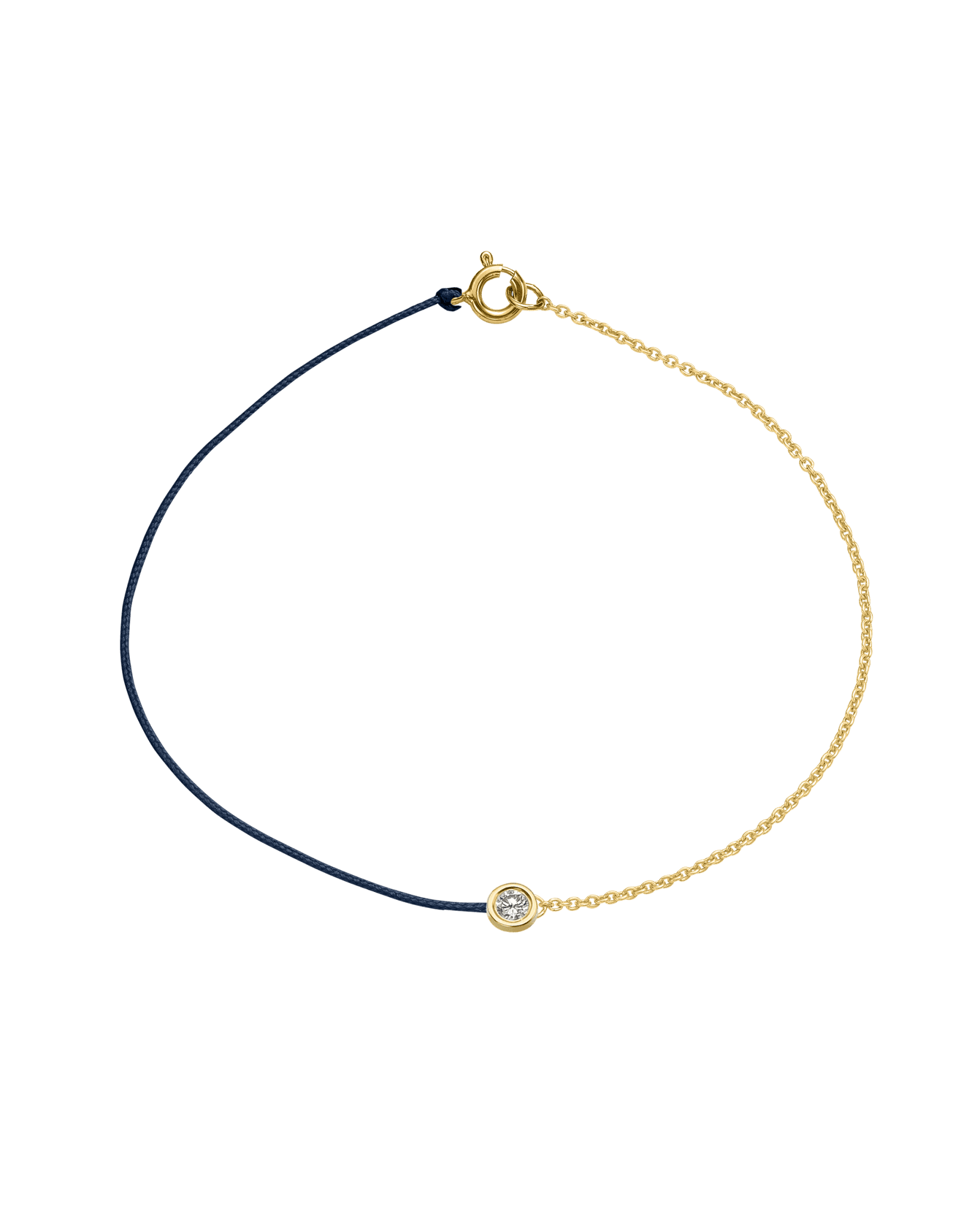 String of Love Chaînette - Or Jaune 14 carats Bracelet 14K Solid Gold Bleu Marine Large: 0.10 carats Small 15cm
