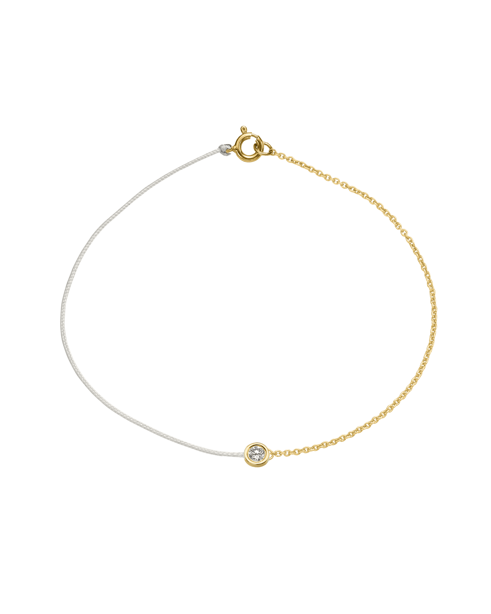 String of Love Chaînette - Or Jaune 14 carats Bracelet 14K Solid Gold Perle Large: 0.10 carats Small 15cm