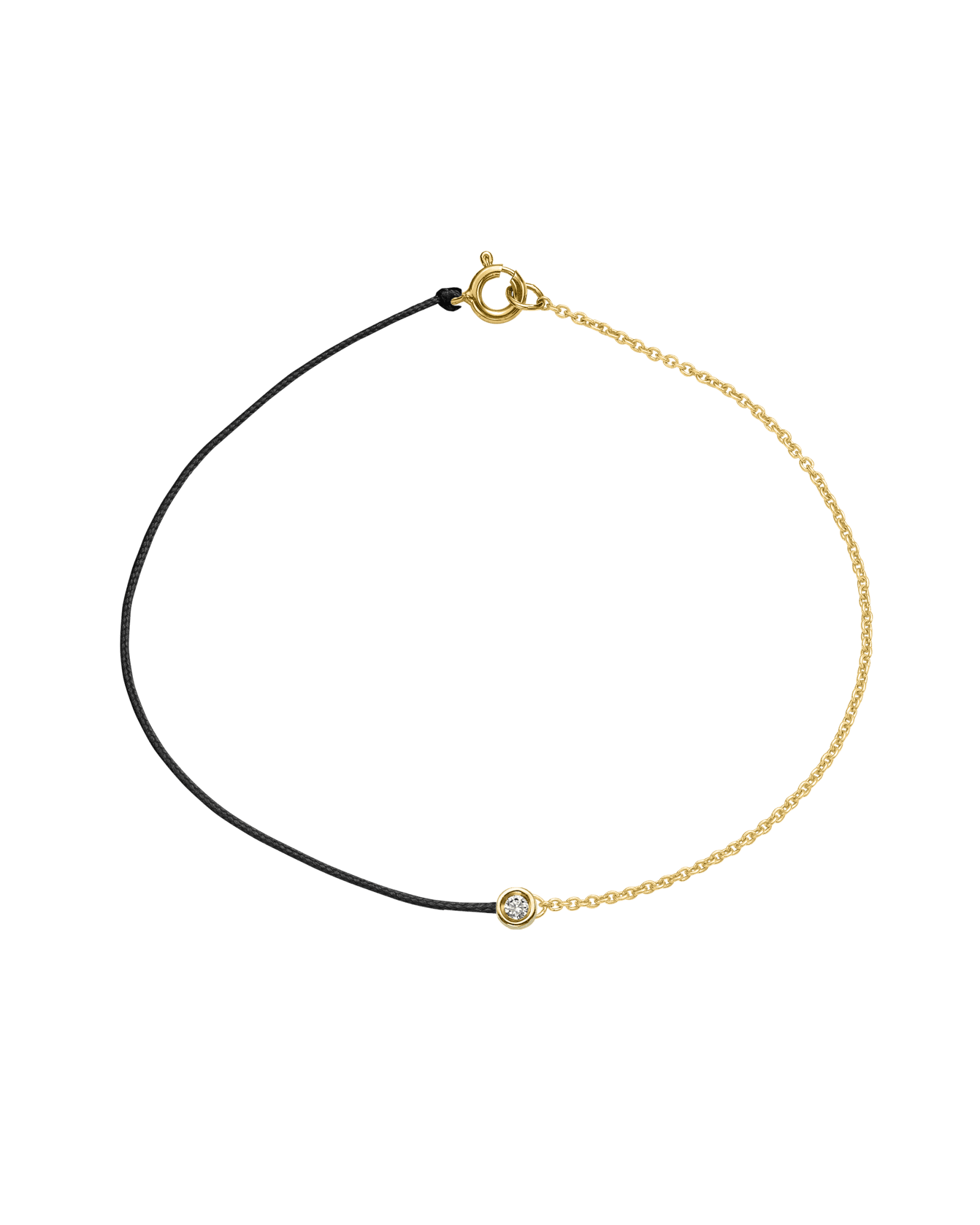 String of Love Chaînette - Or Jaune 14 carats Bracelet 14K Solid Gold Noir Small: 0.03 carats Small 15cm