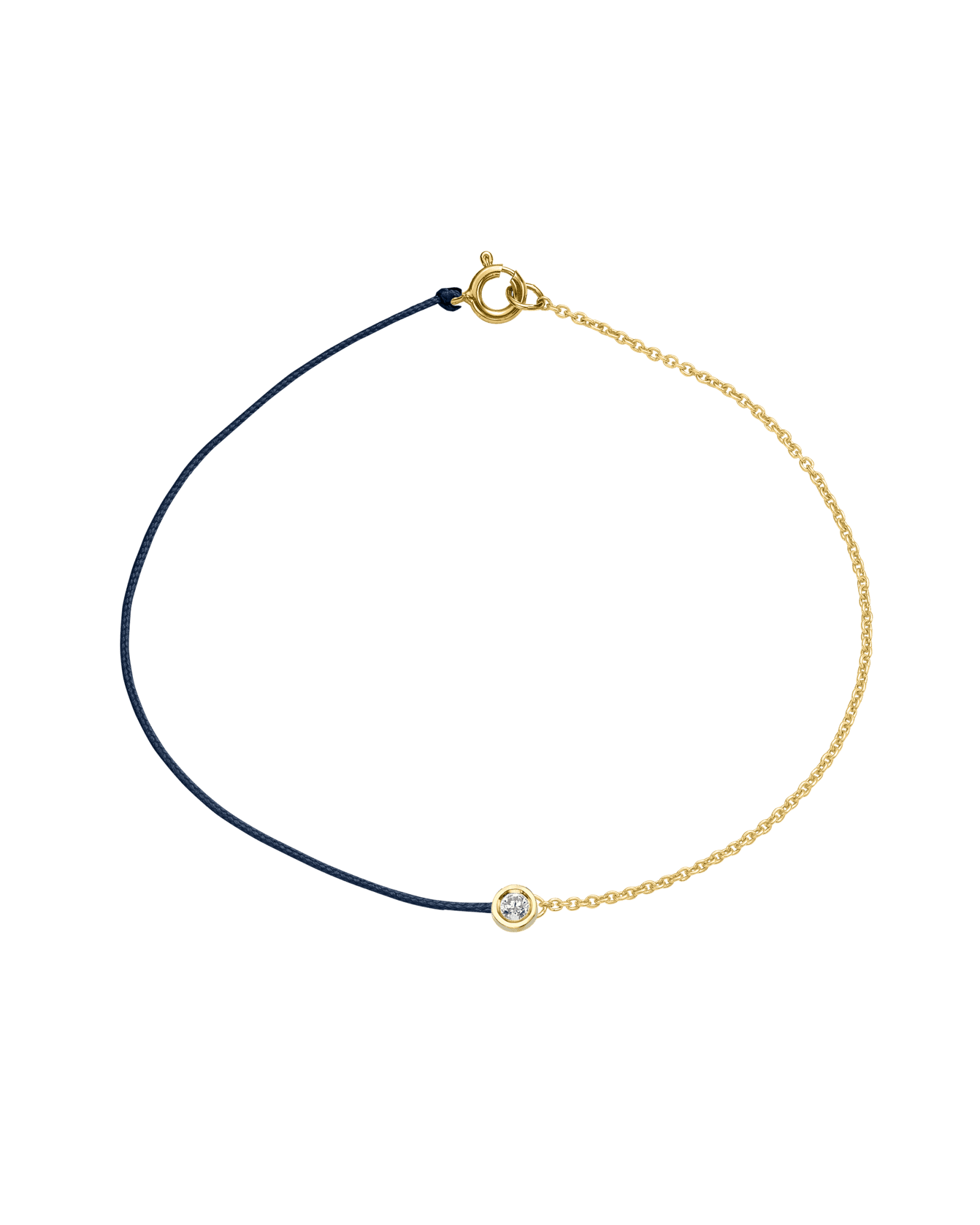 String of Love Chaînette - Or Jaune 14 carats Bracelet 14K Solid Gold Bleu Marine Medium: 0.05 carats Small 15cm