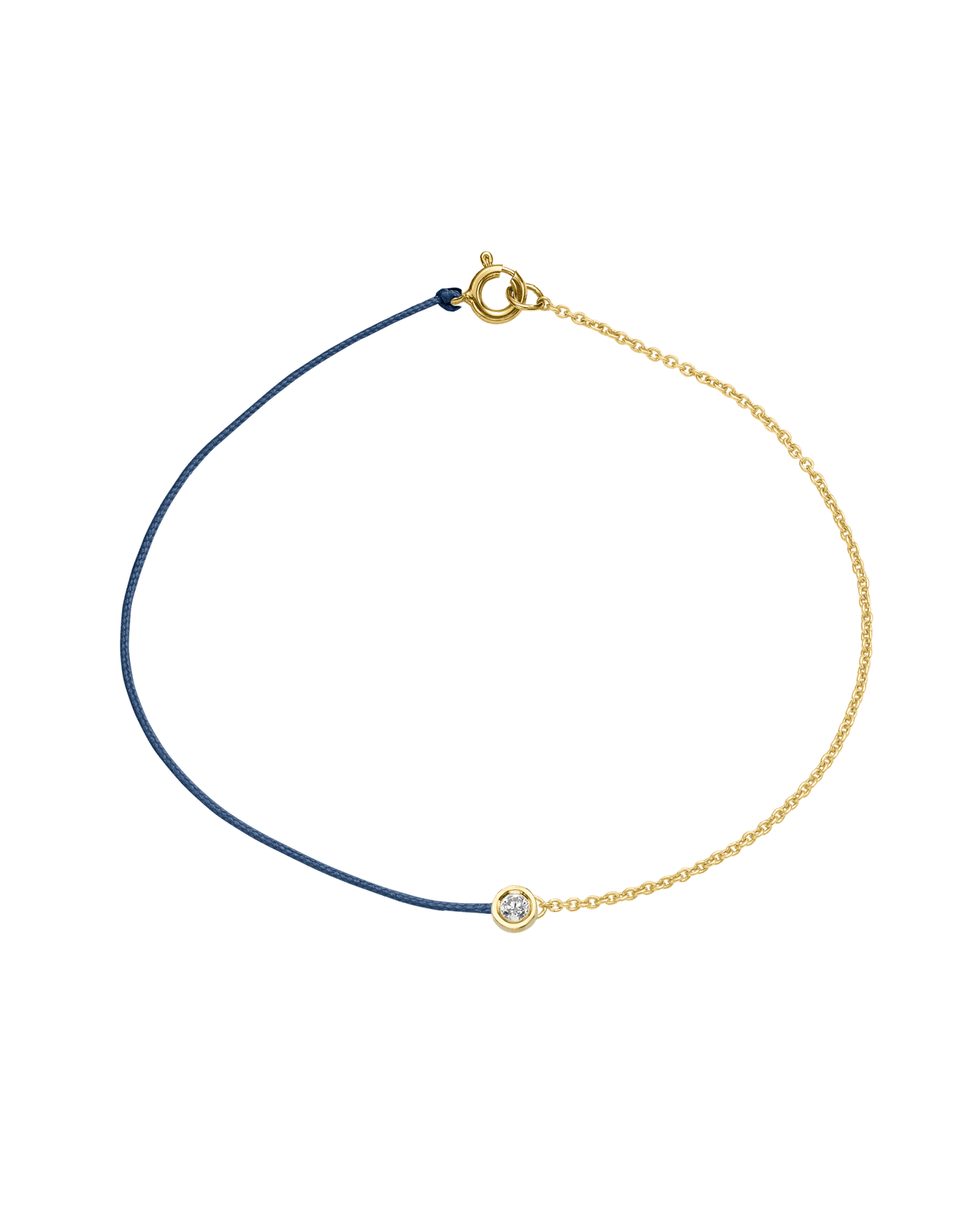 String of Love Chaînette - Or Jaune 14 carats Bracelet 14K Solid Gold Bleu Indigo Medium: 0.05 carats Small 15cm