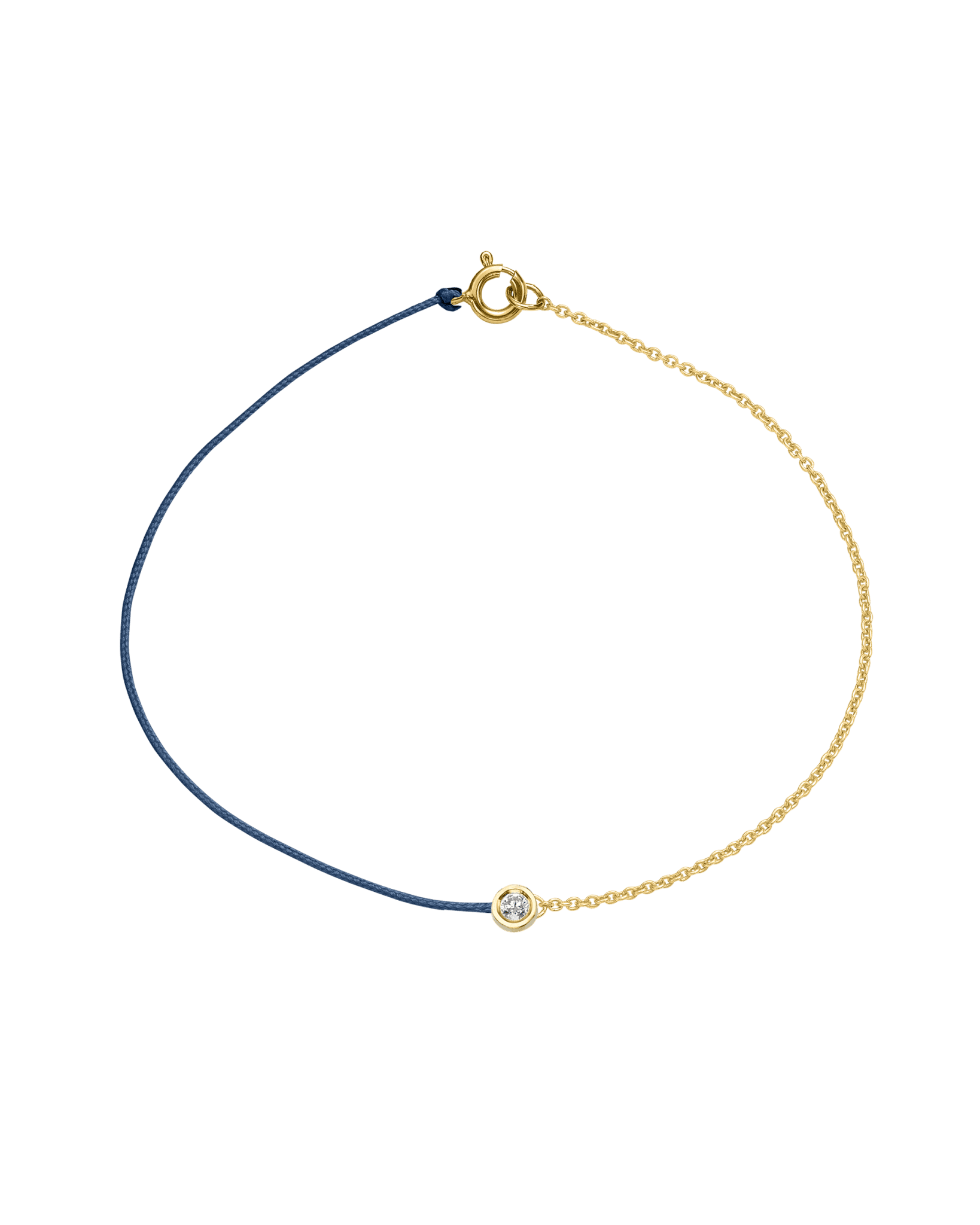 String of Love Chaînette - Or Jaune 14 carats Bracelet 14K Solid Gold Bleu Indigo Medium: 0.05 carats Small 15cm