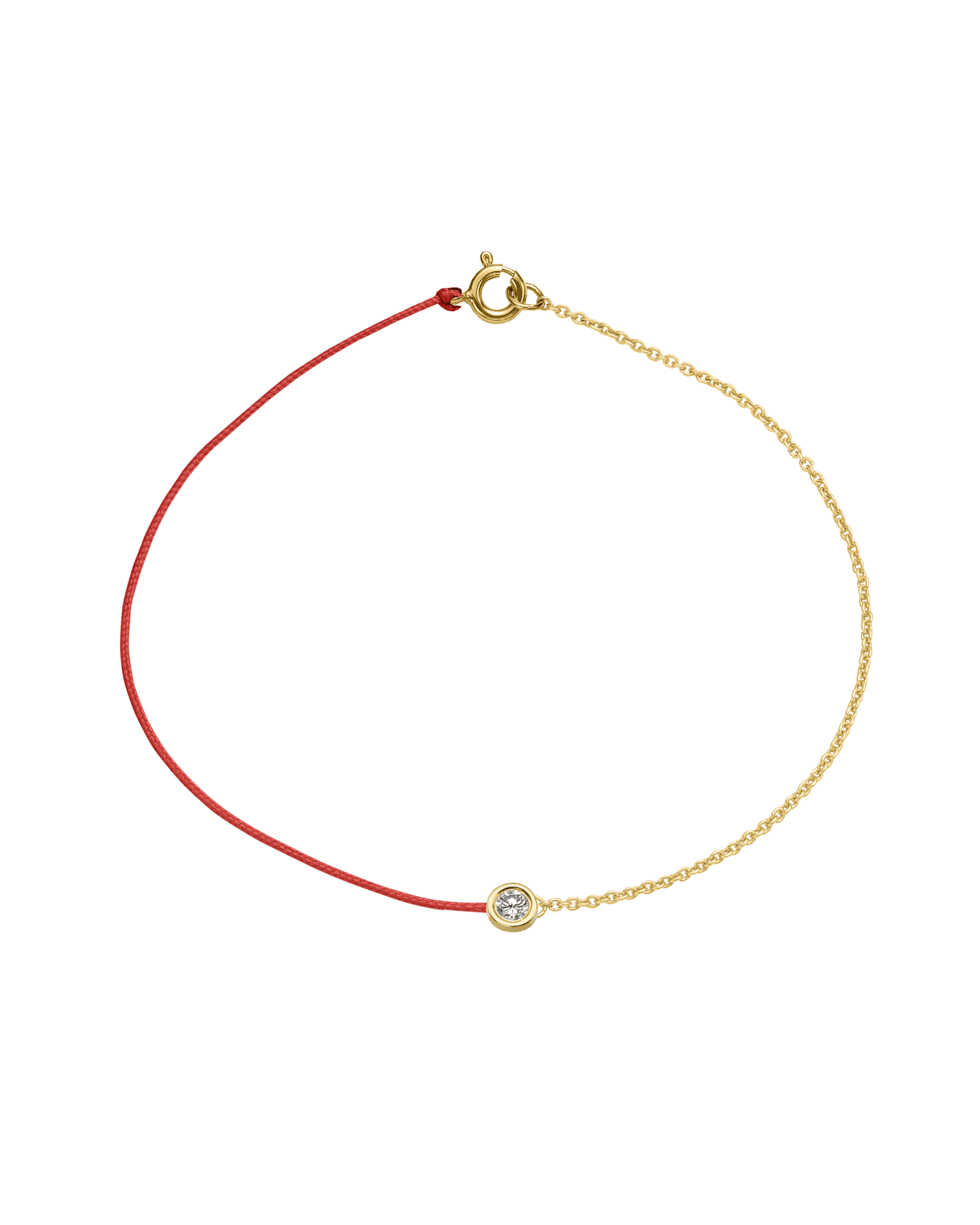 String of Love Chaînette - Or Jaune 14 carats Bracelet 14K Solid Gold Rouge Large: 0.10 carats Small 15cm