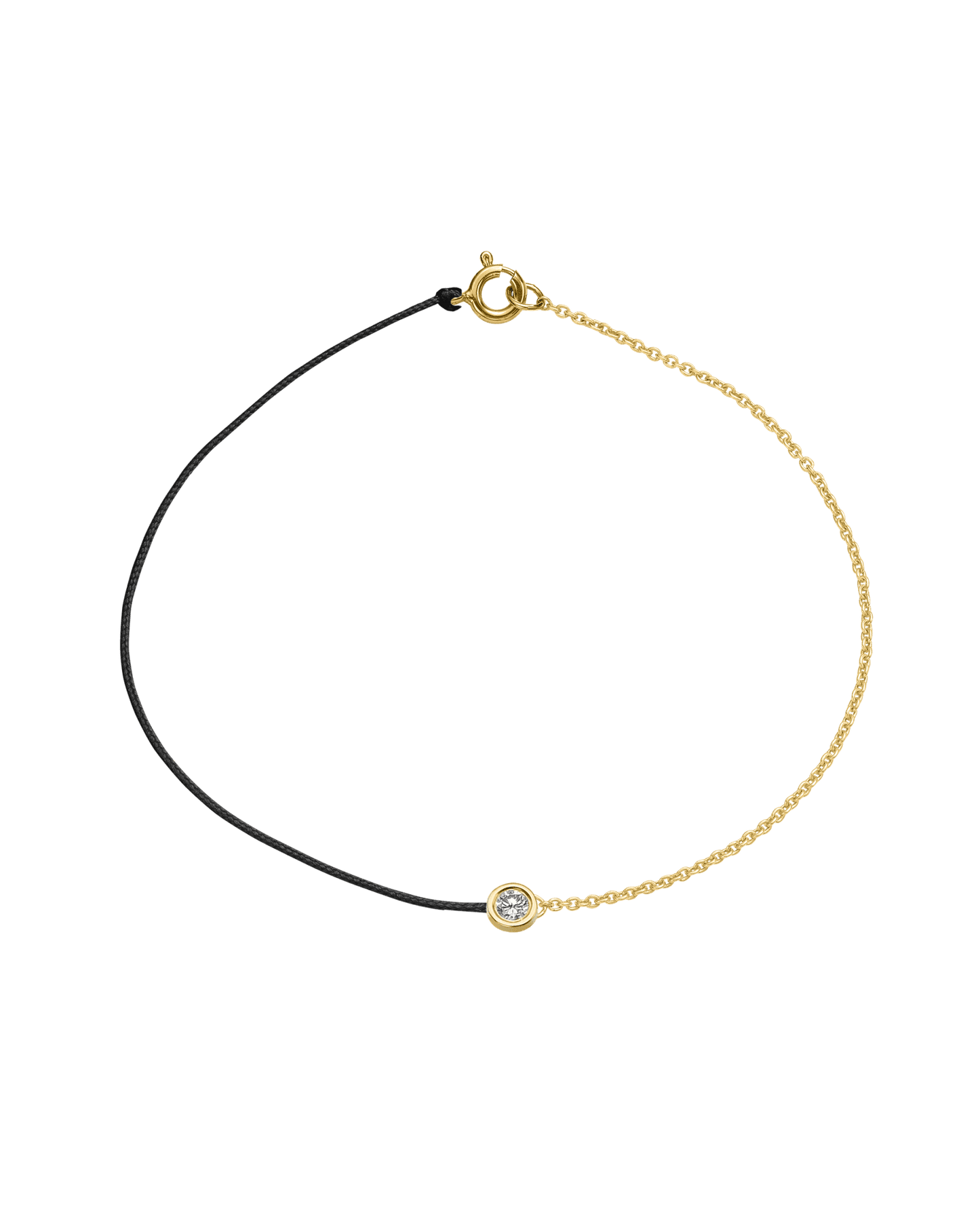 String of Love Chaînette - Or Jaune 14 carats Bracelet 14K Solid Gold Noir Large: 0.10 carats Small 15cm