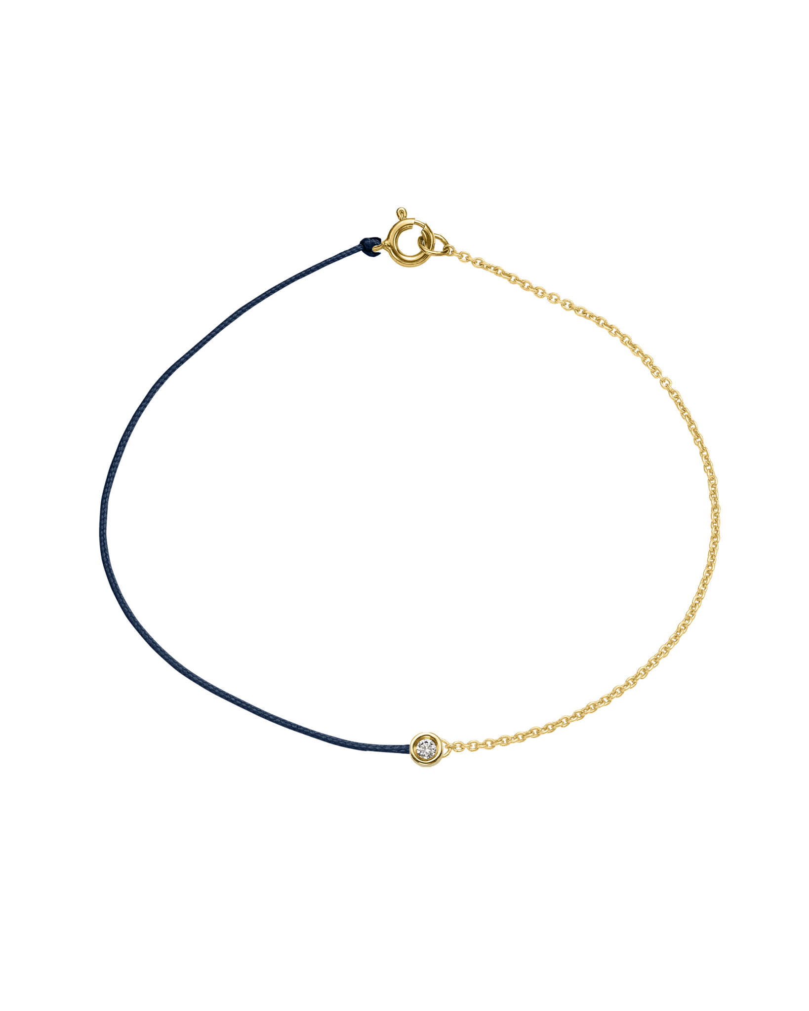 String of Love Chaînette - Or Jaune 14 carats Bracelet 14K Solid Gold Bleu Marine Small: 0.03 carats Small 15cm