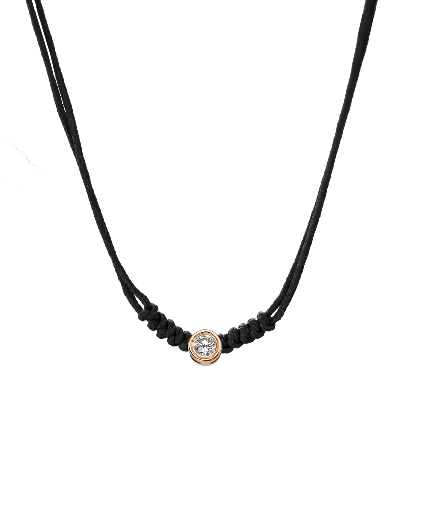 Collier String of Love - Or Rose 14 carats Necklaces 14K Solid Gold Noir Large: 0.10 carats