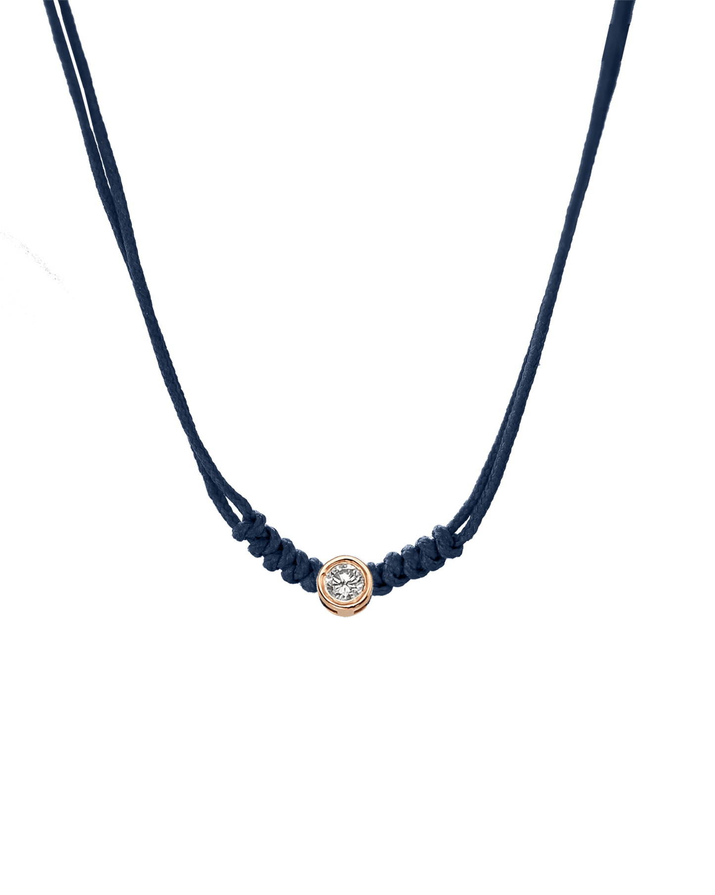 Collier String of Love - Or Rose 14 carats Necklaces 14K Solid Gold Bleu Marine Large: 0.10 carats