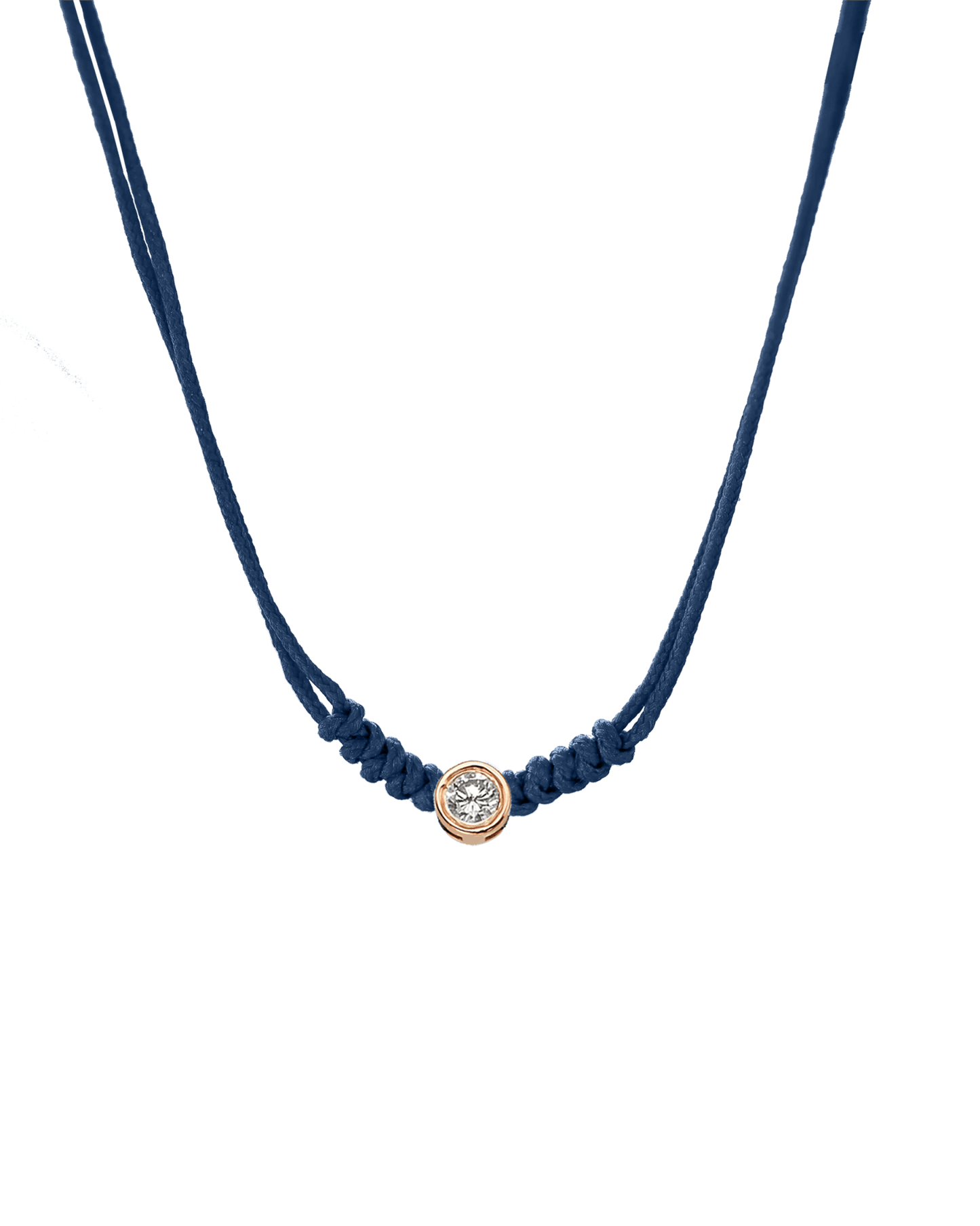 Collier String of Love - Or Rose 14 carats Necklaces 14K Solid Gold Bleu Indigo Large: 0.10 carats